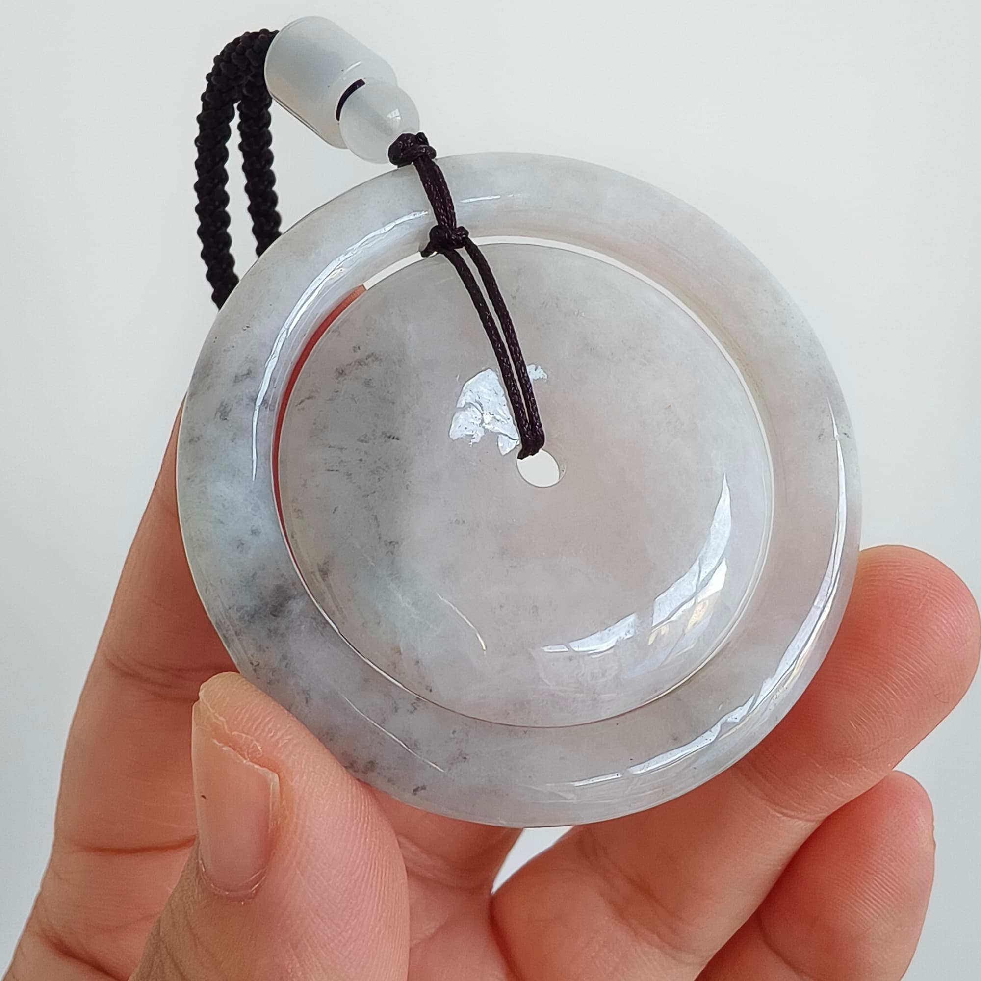 DDP 53mm Natural Certificated Type A Untreated Black Chicken Species Burmese Jadeite Big Size Safety Buckle Pendants
