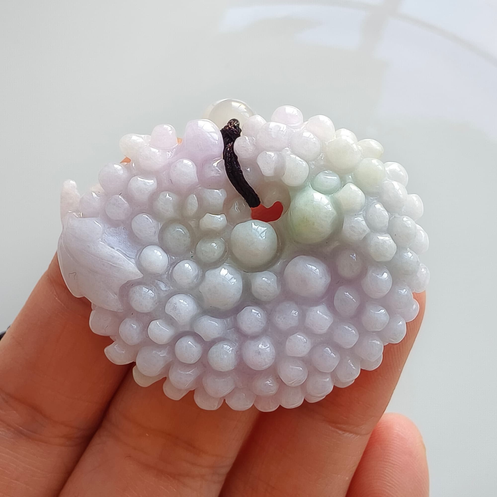 DDP 43.5mm Natural Certificated Type A Icy Light Lavender Burmese Jadeite Grape Pendant