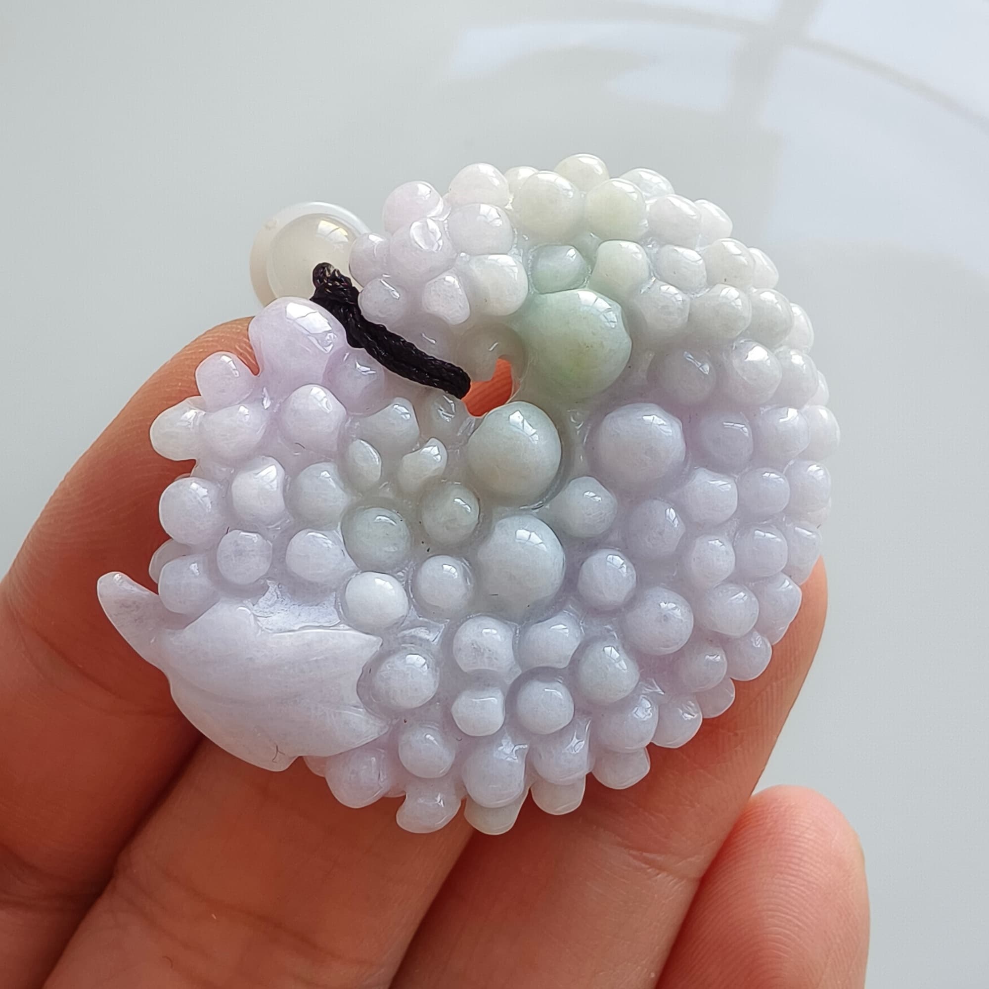 DDP 43.5mm Natural Certificated Type A Icy Light Lavender Burmese Jadeite Grape Pendant