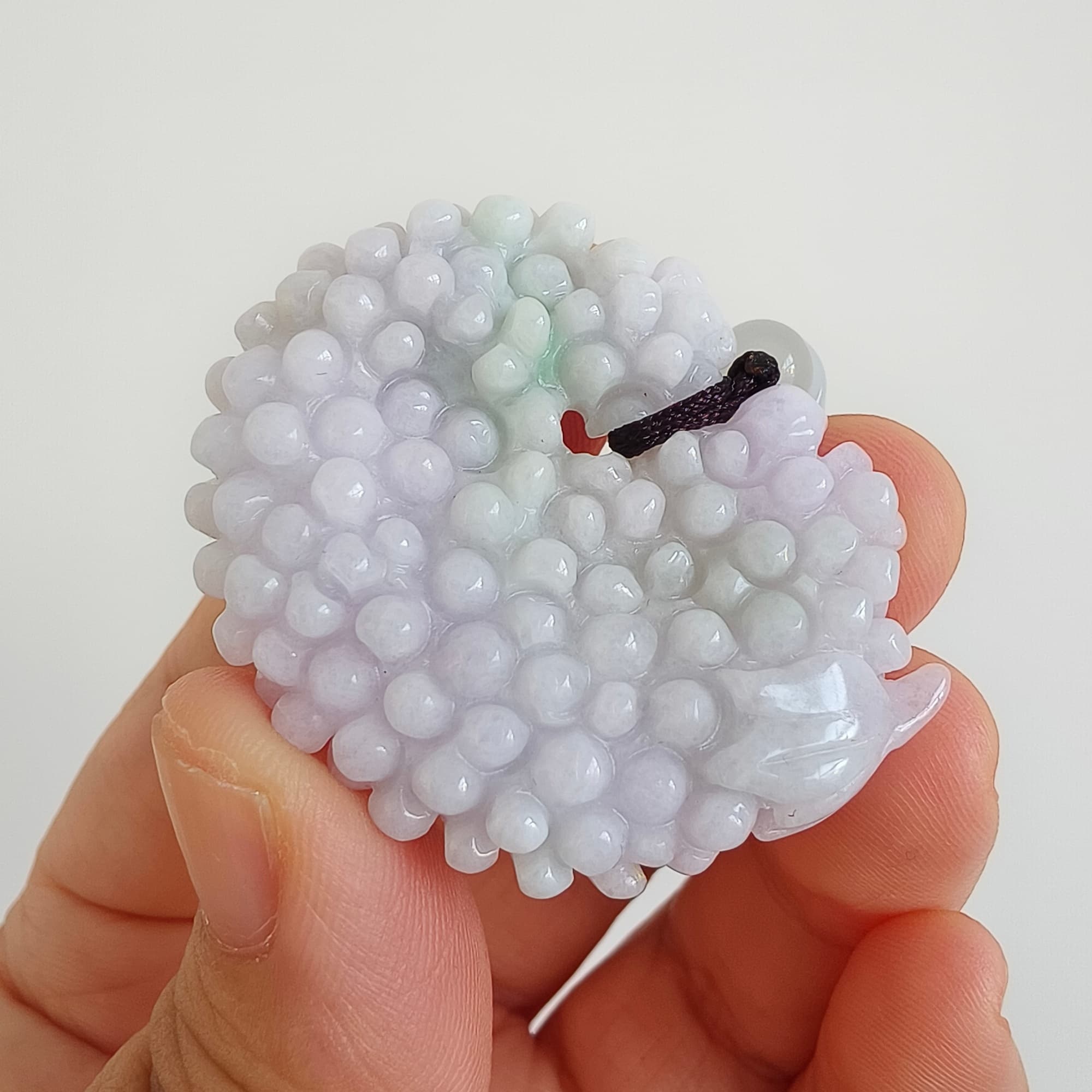 DDP 43.5mm Natural Certificated Type A Icy Light Lavender Burmese Jadeite Grape Pendant