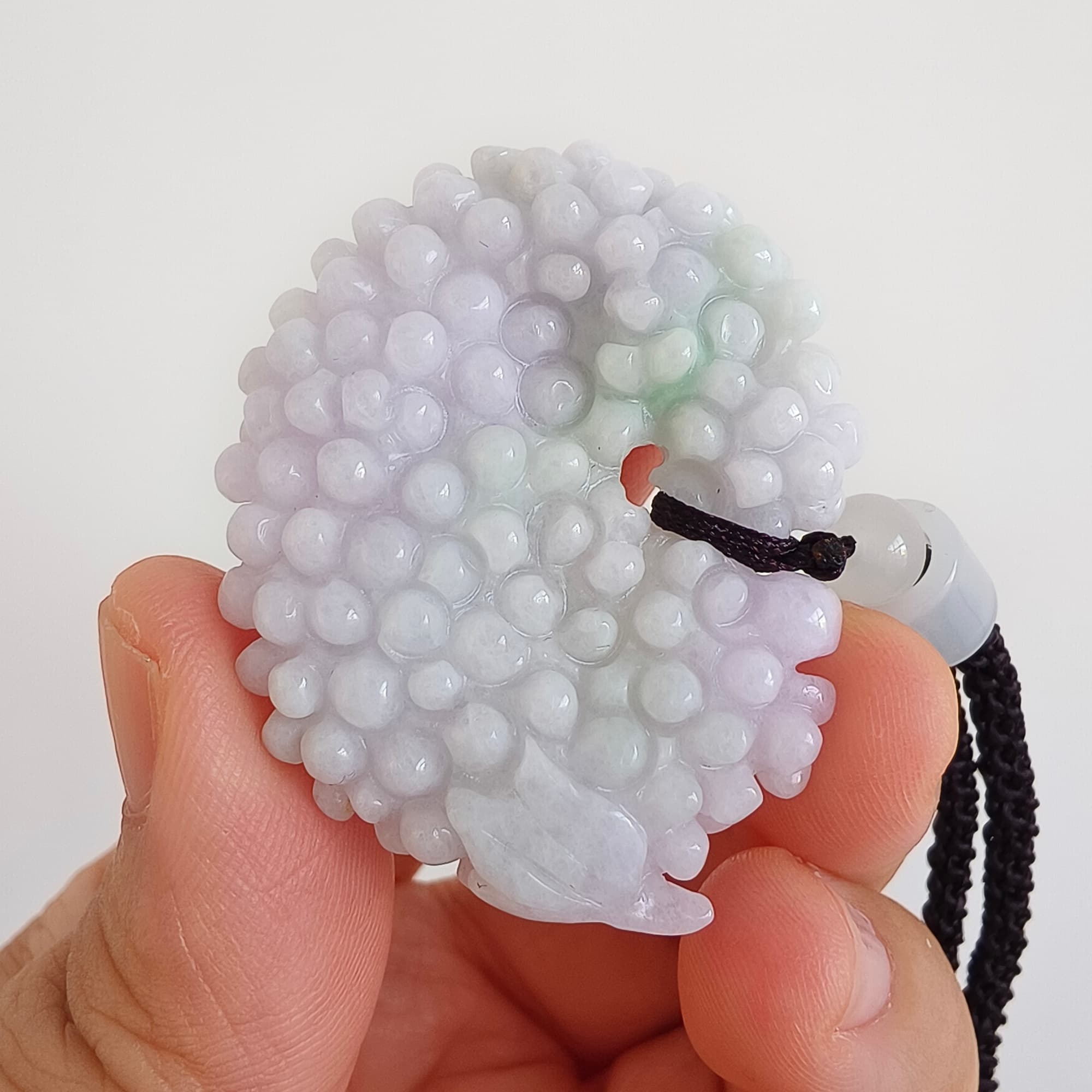 DDP 43.5mm Natural Certificated Type A Icy Light Lavender Burmese Jadeite Grape Pendant