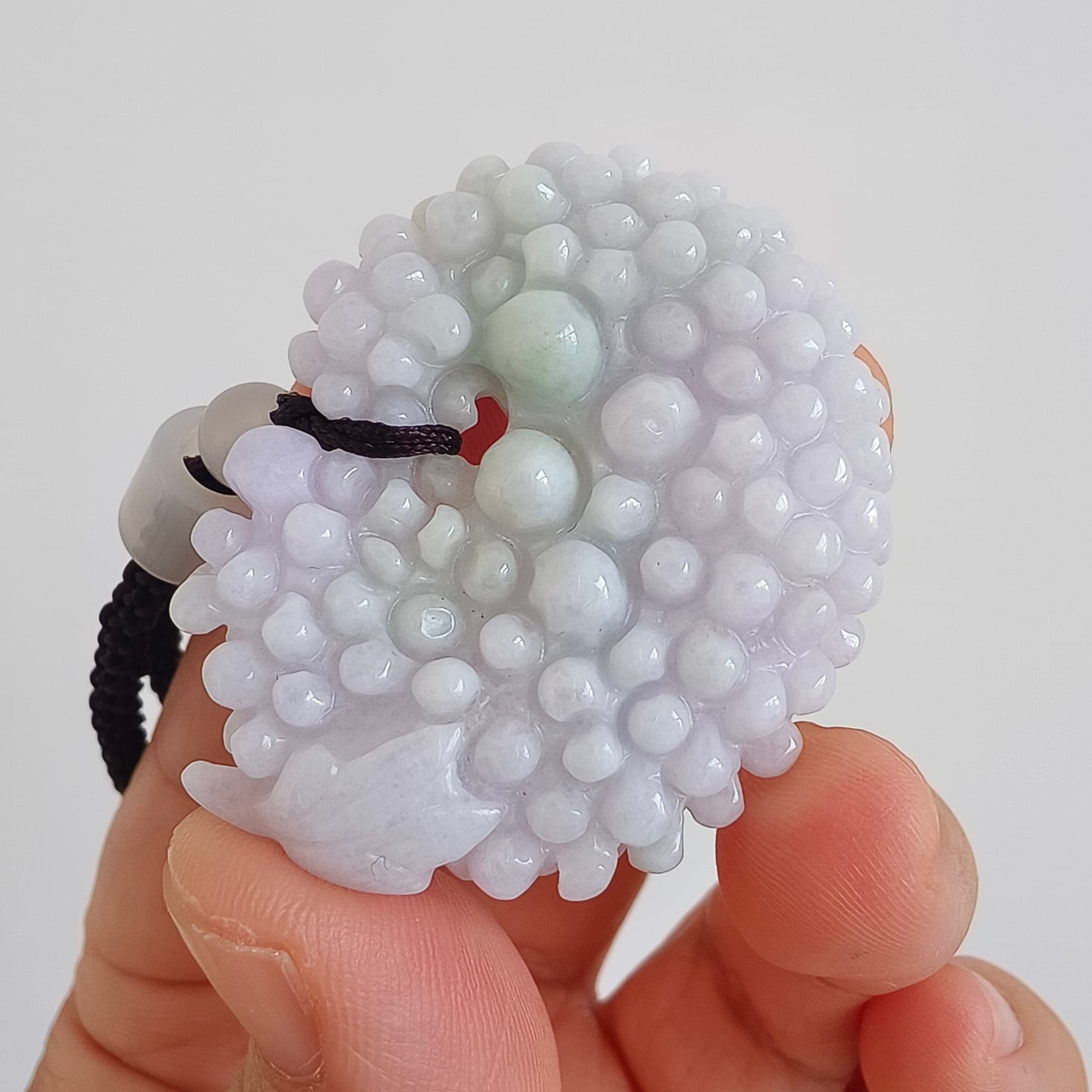 DDP 43.5mm Natural Certificated Type A Icy Light Lavender Burmese Jadeite Grape Pendant