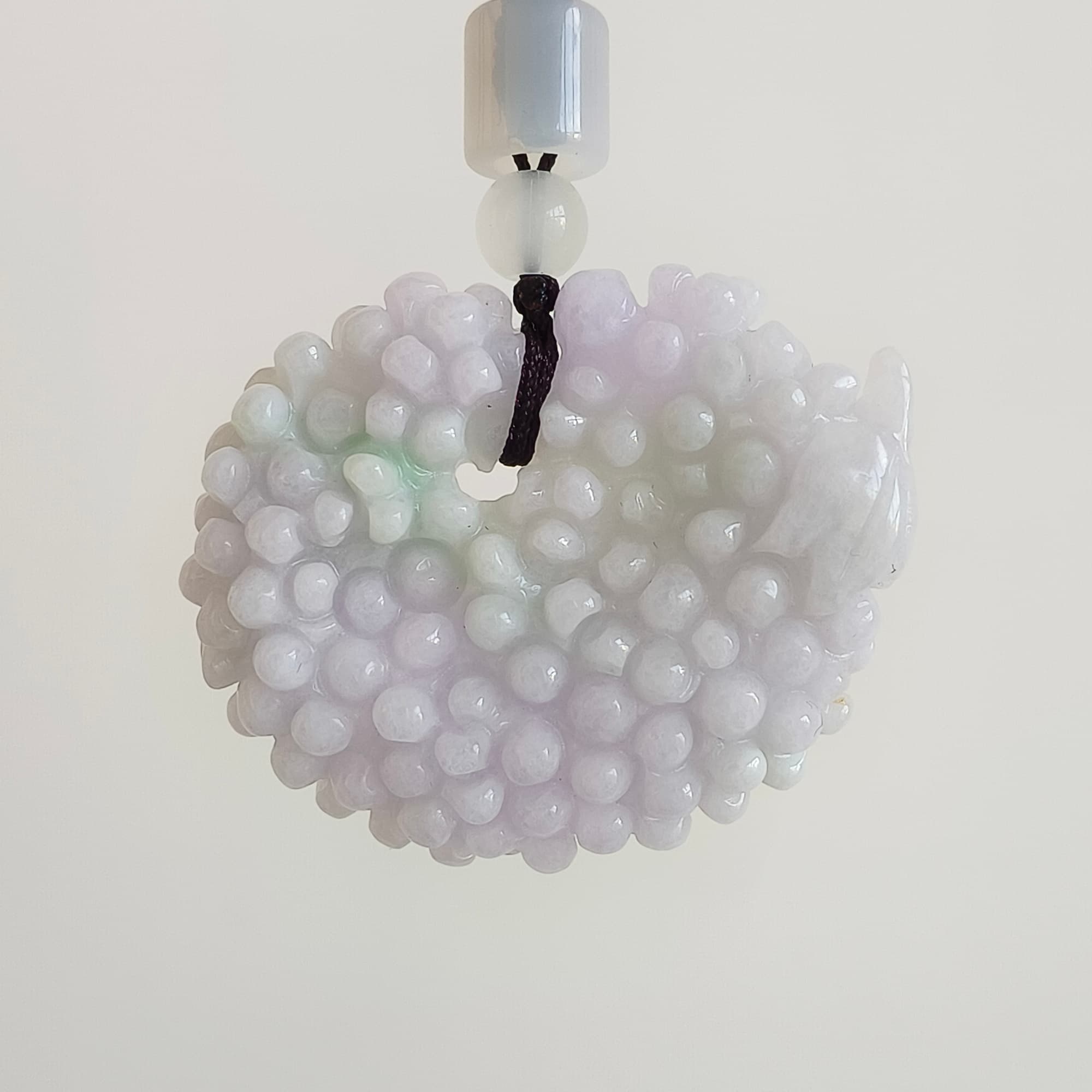 DDP 43.5mm Natural Certificated Type A Icy Light Lavender Burmese Jadeite Grape Pendant