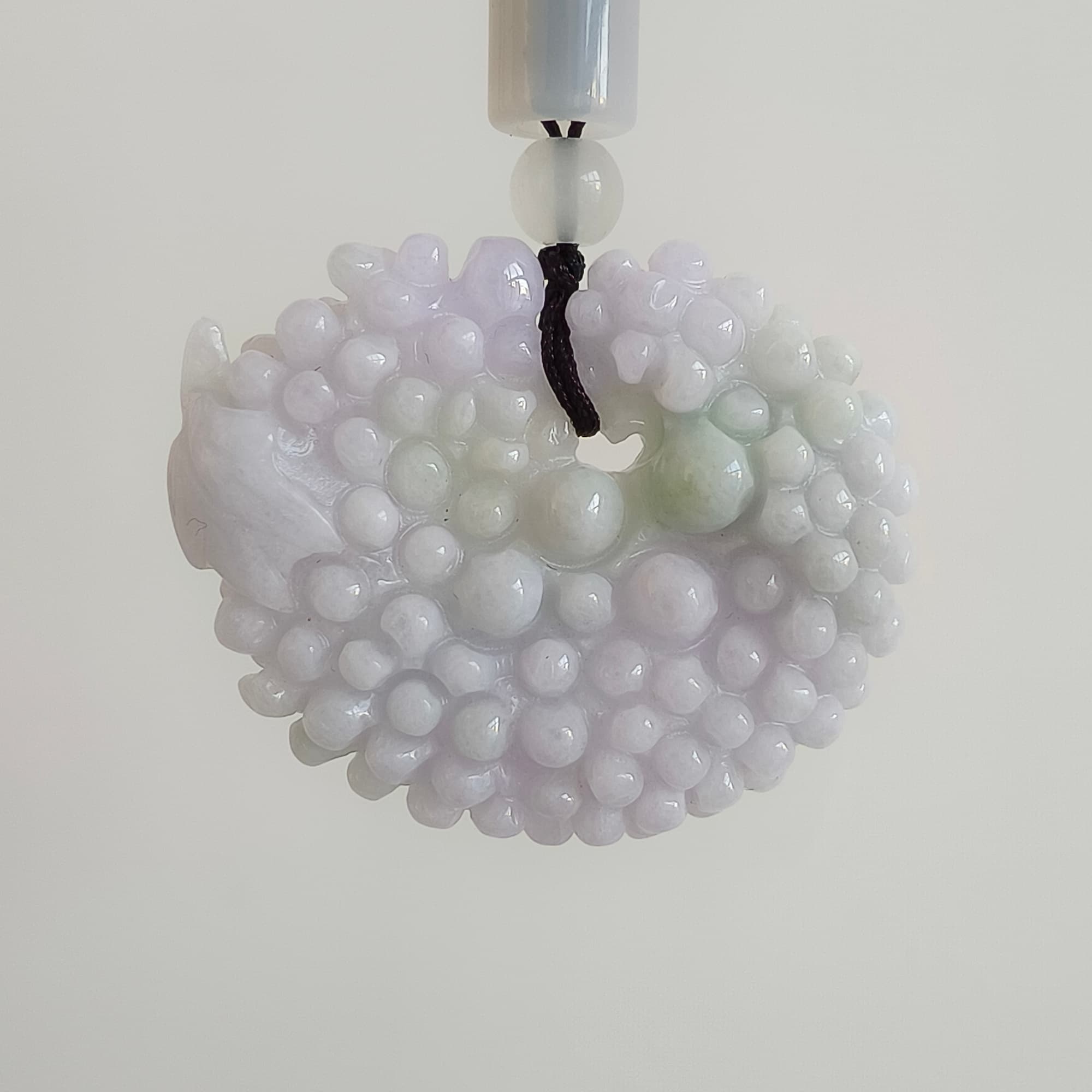DDP 43.5mm Natural Certificated Type A Icy Light Lavender Burmese Jadeite Grape Pendant