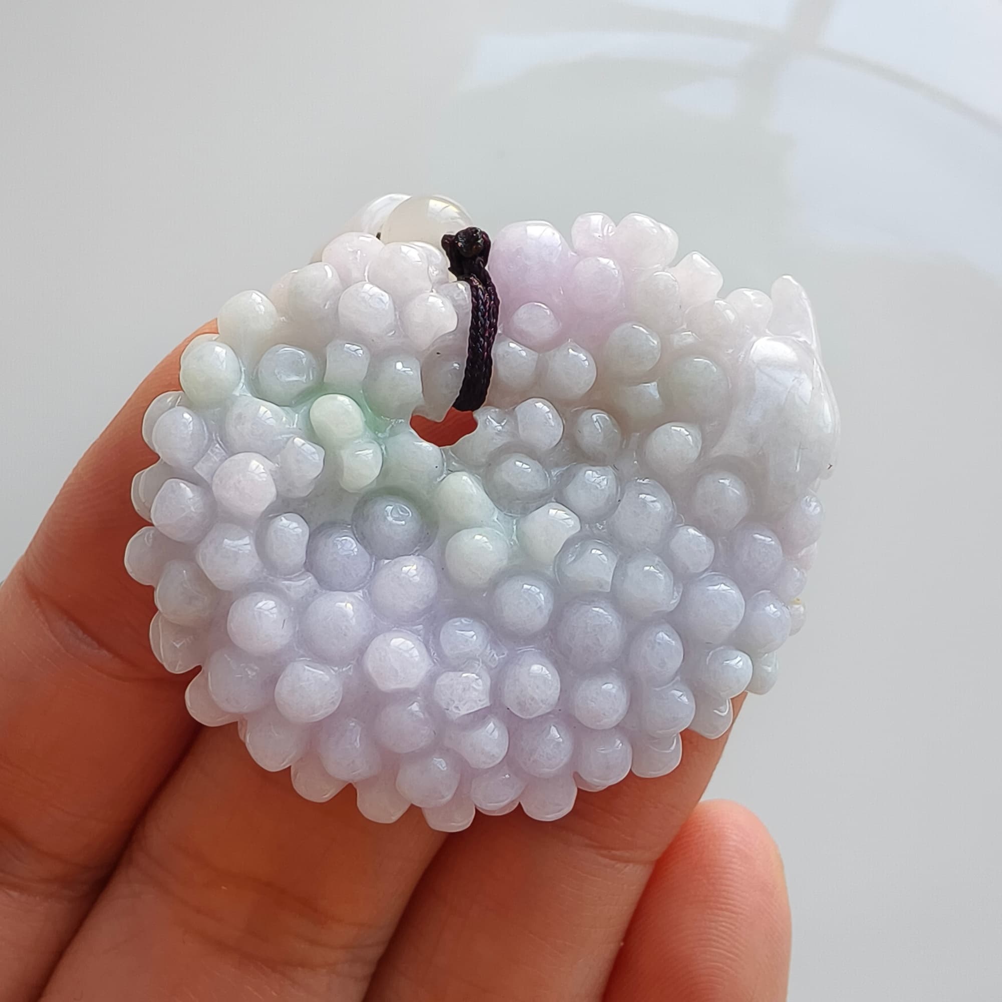 DDP 43.5mm Natural Certificated Type A Icy Light Lavender Burmese Jadeite Grape Pendant