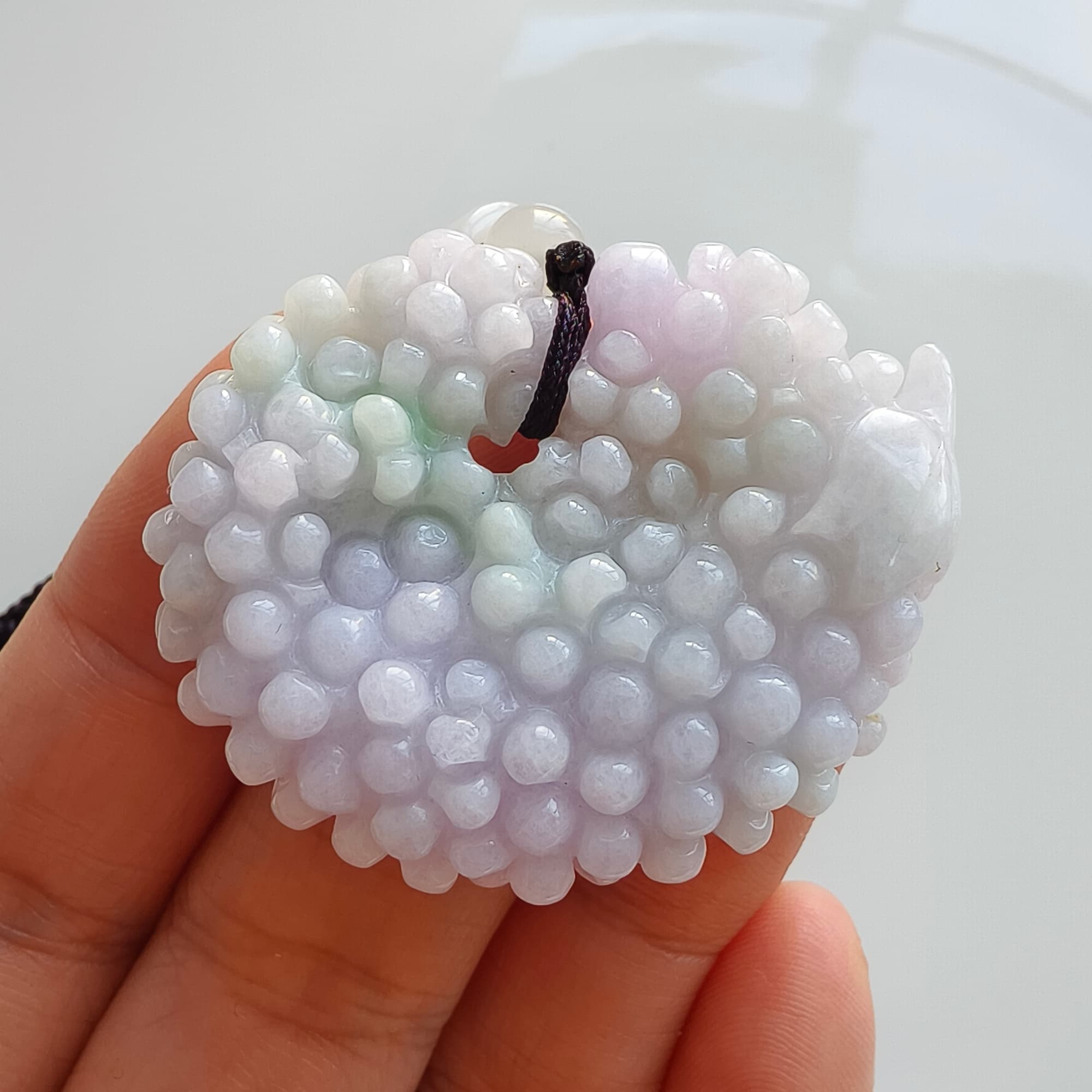 DDP 43.5mm Natural Certificated Type A Icy Light Lavender Burmese Jadeite Grape Pendant