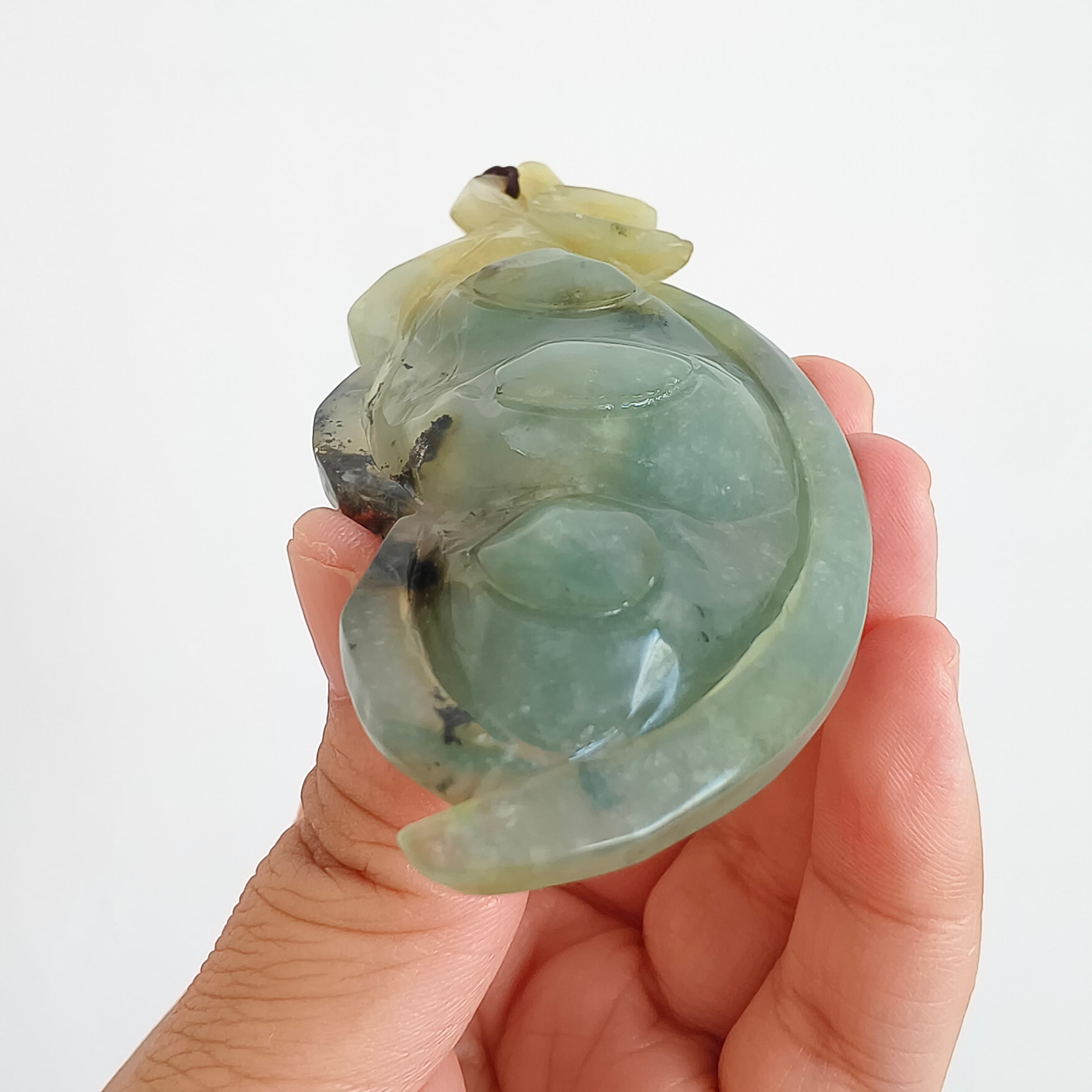 DDP 103mm Unique Certificated Untreated Natural Green Yellow Serpentine Jade Pea Pod Pendant