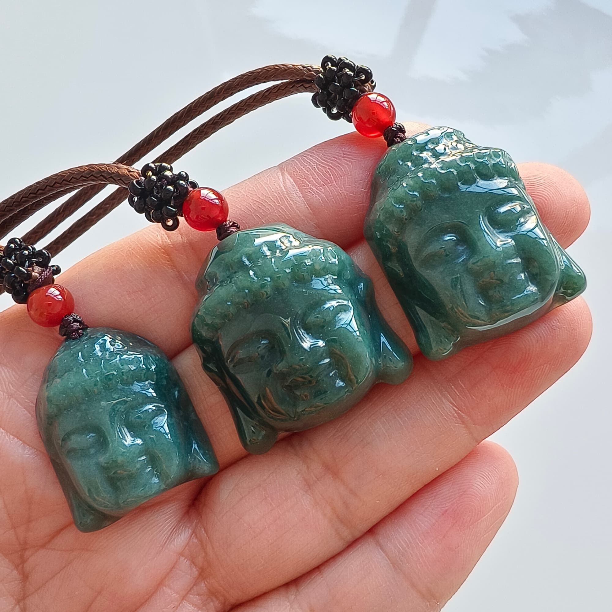 DDP 24-30mm Natural Certificated Type A Blue Guatemalan Jadeite Buddha Amulet Pendant