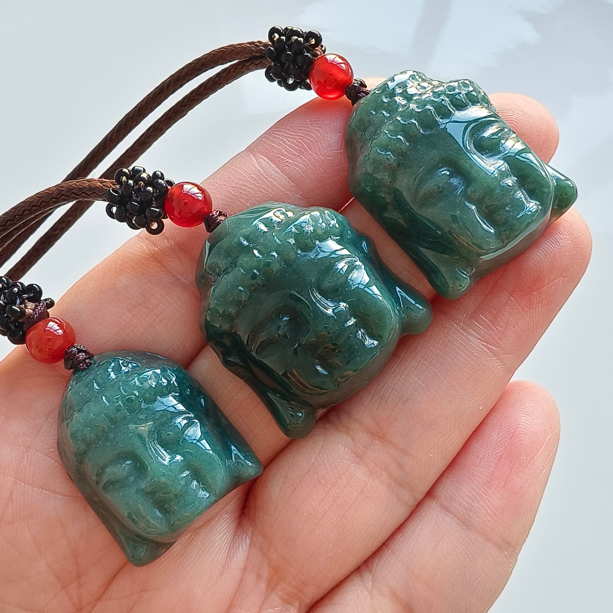 DDP 24-30mm Natural Certificated Type A Blue Guatemalan Jadeite Buddha Amulet Pendant