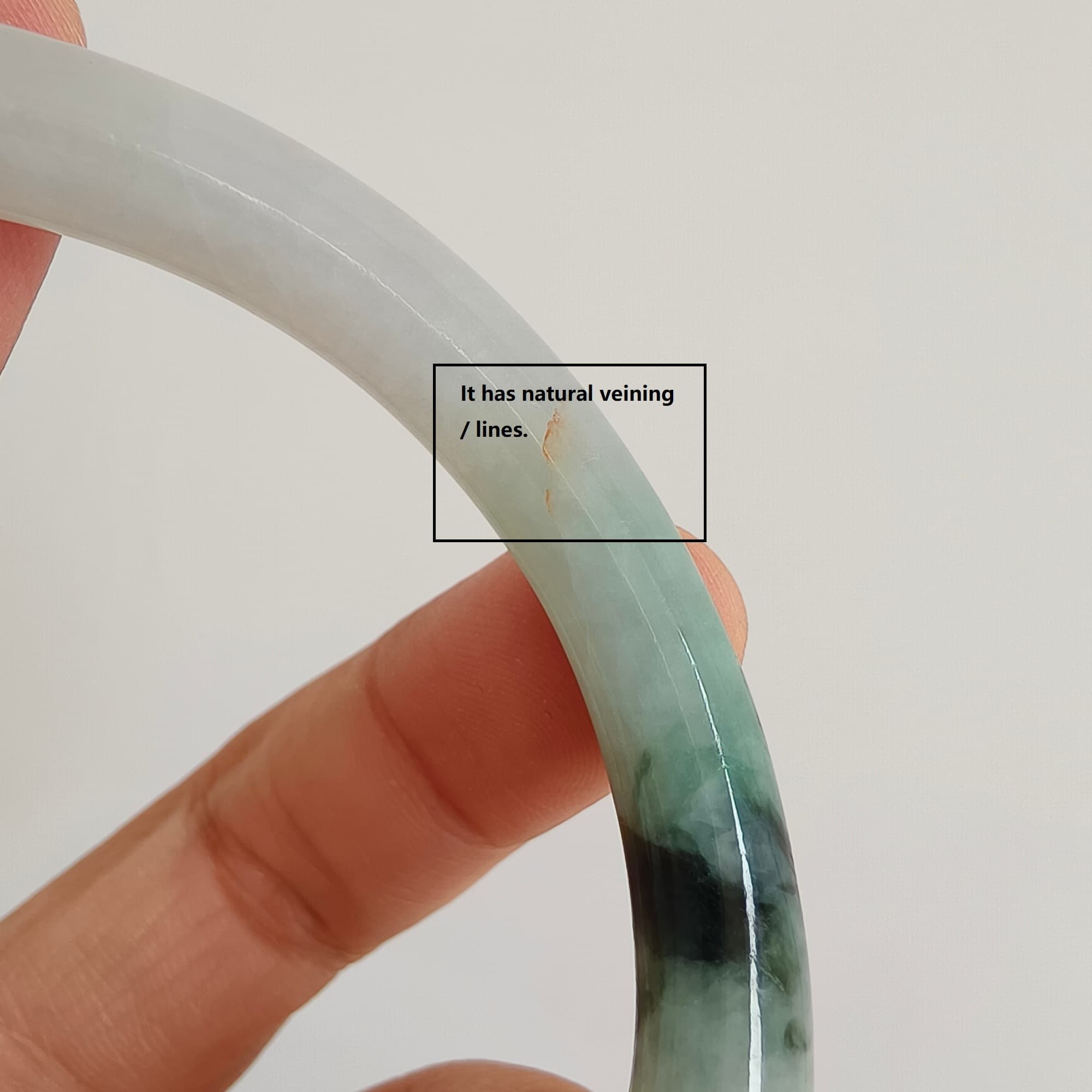 DDP 60mm Natural Type A Certificated Green White Moss In Snow Burmese Jadeite Round Band Bangle