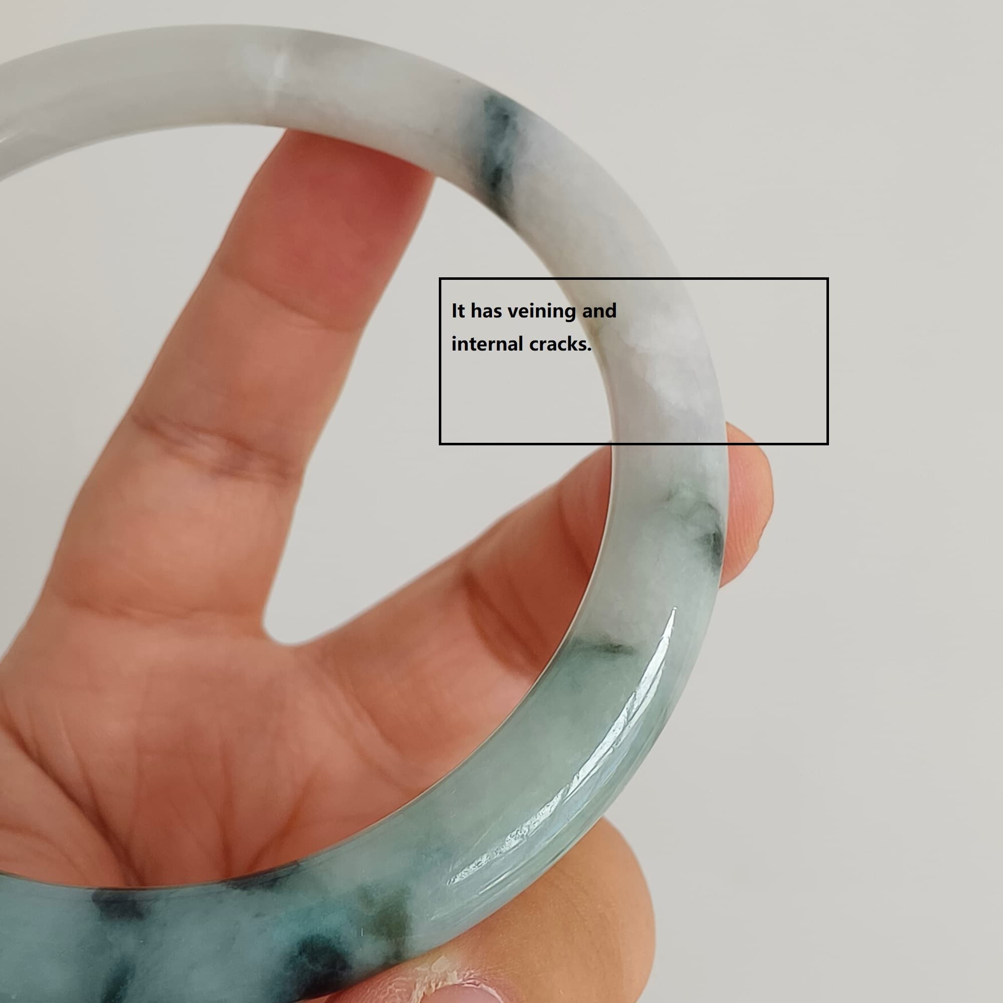 DDP 60mm Natural Type A Certificated Green White Moss In Snow Burmese Jadeite Round Band Bangle