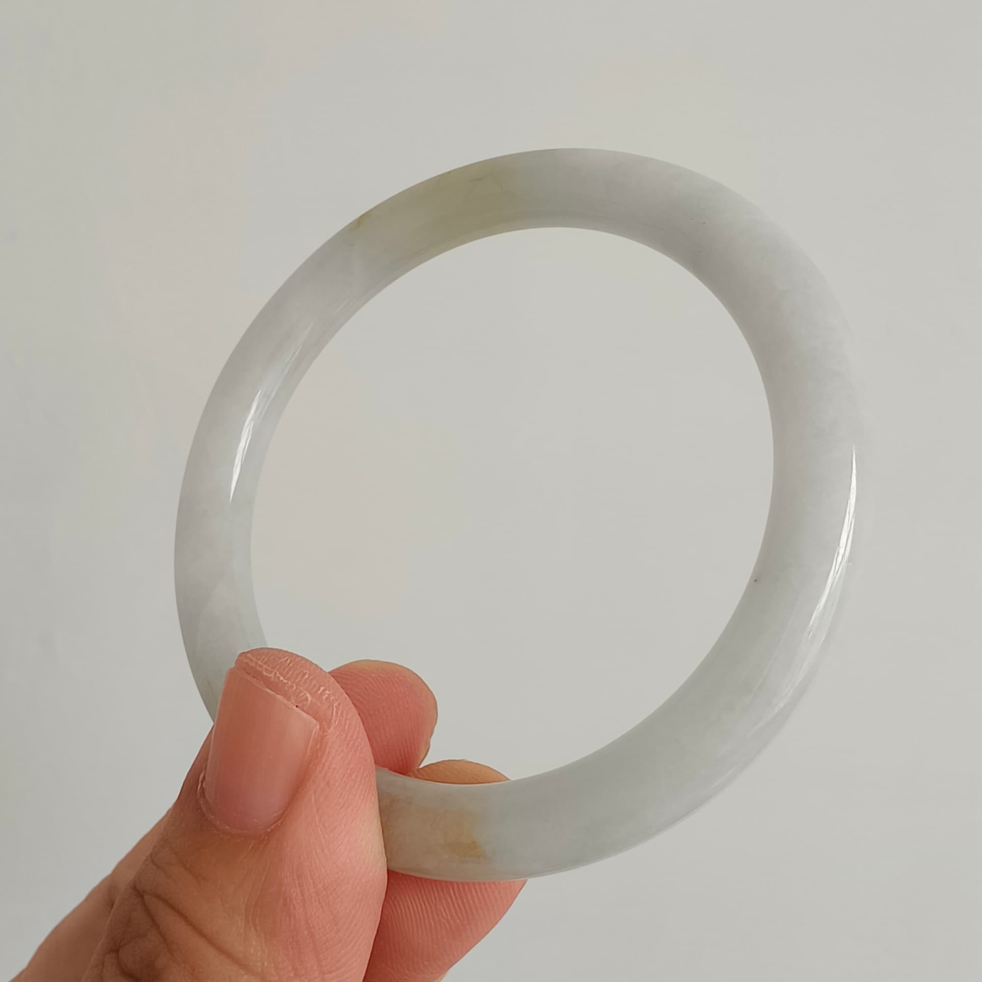52.5mm Natural Certificated Type A White Yellow Burmese Jadeite Round Band Bangle