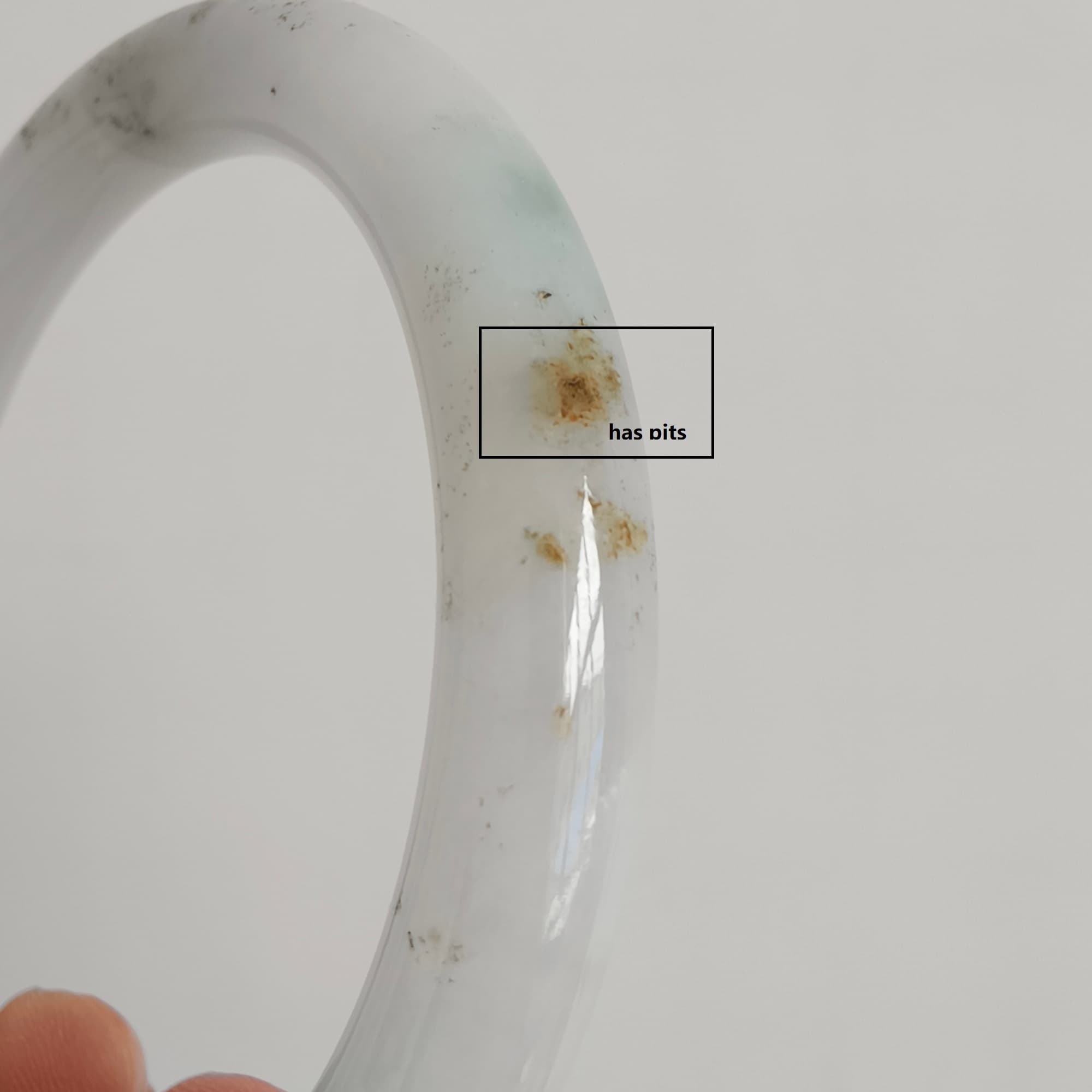 DDP 58.5mm Natural Type A Certificated Green White Moss In Snow Burmese Jadeite Round Band Bangle