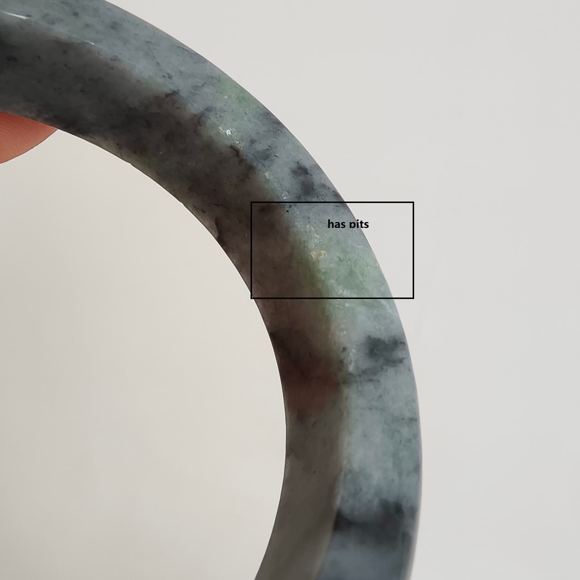 55.5mm Natural Type A Black Chicken Species Burmese Jadeite Round Band Bangle