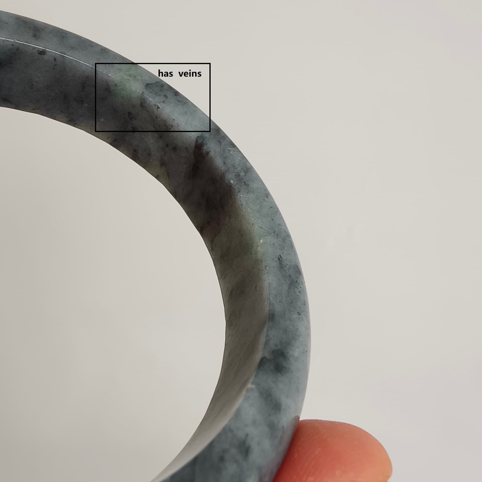 55.5mm Natural Type A Black Chicken Species Burmese Jadeite Round Band Bangle