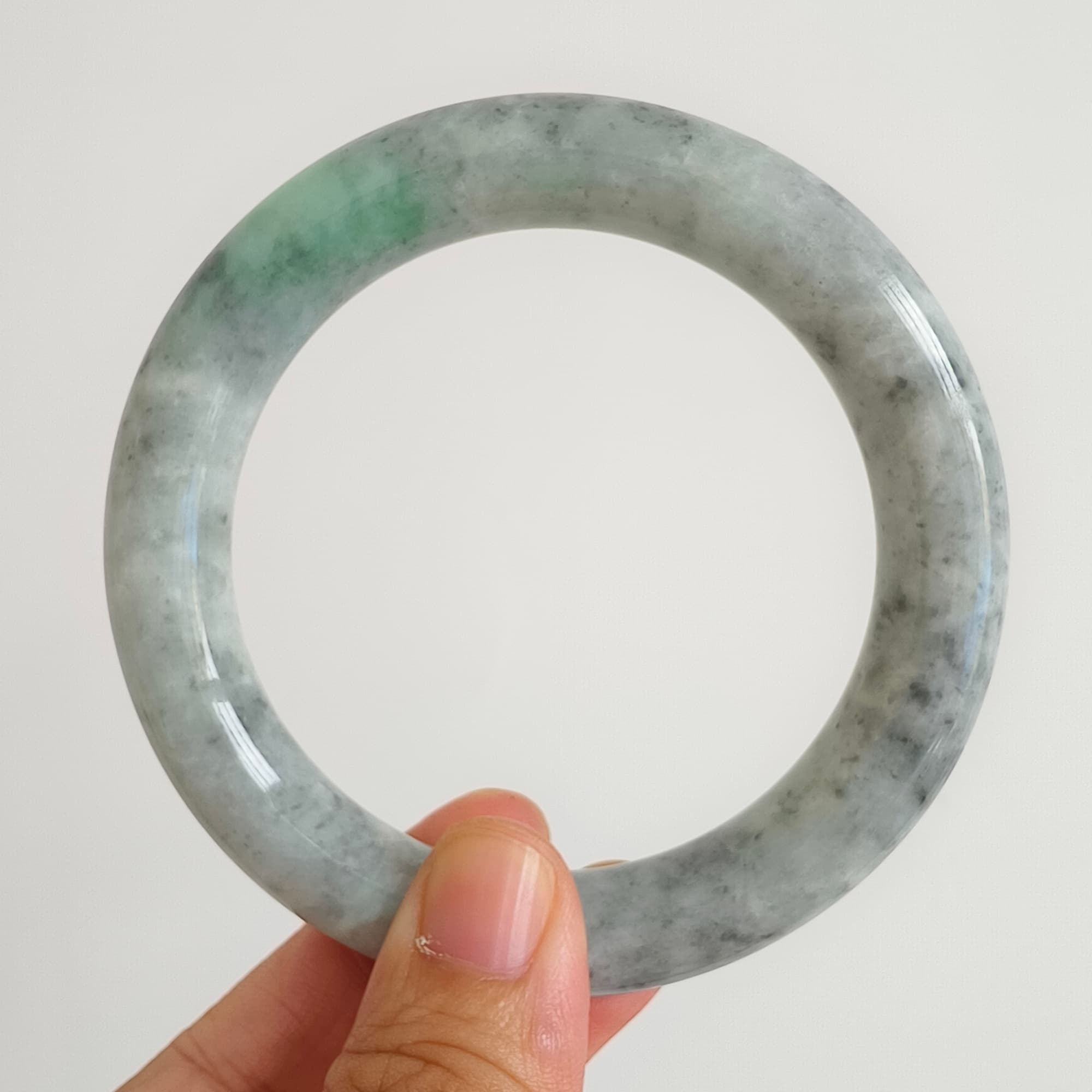DDP 62mm Natural Type A Black Chicken Species Burmese Jadeite Round Band Bangle
