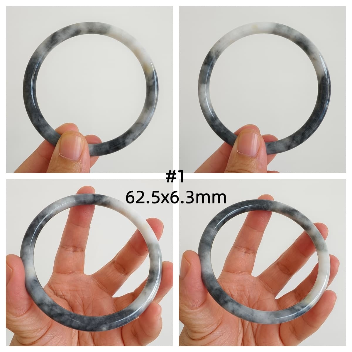DDP Natural Type A Black Chicken Species Burmese Jadeite Round Band Bangle