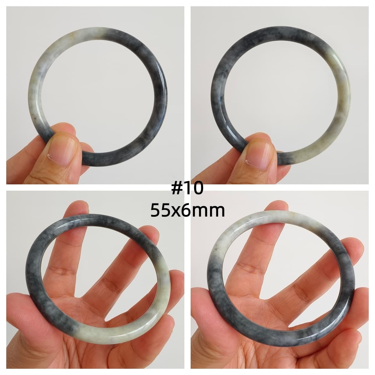 DDP Natural Type A Black Chicken Species Burmese Jadeite Round Band Bangle
