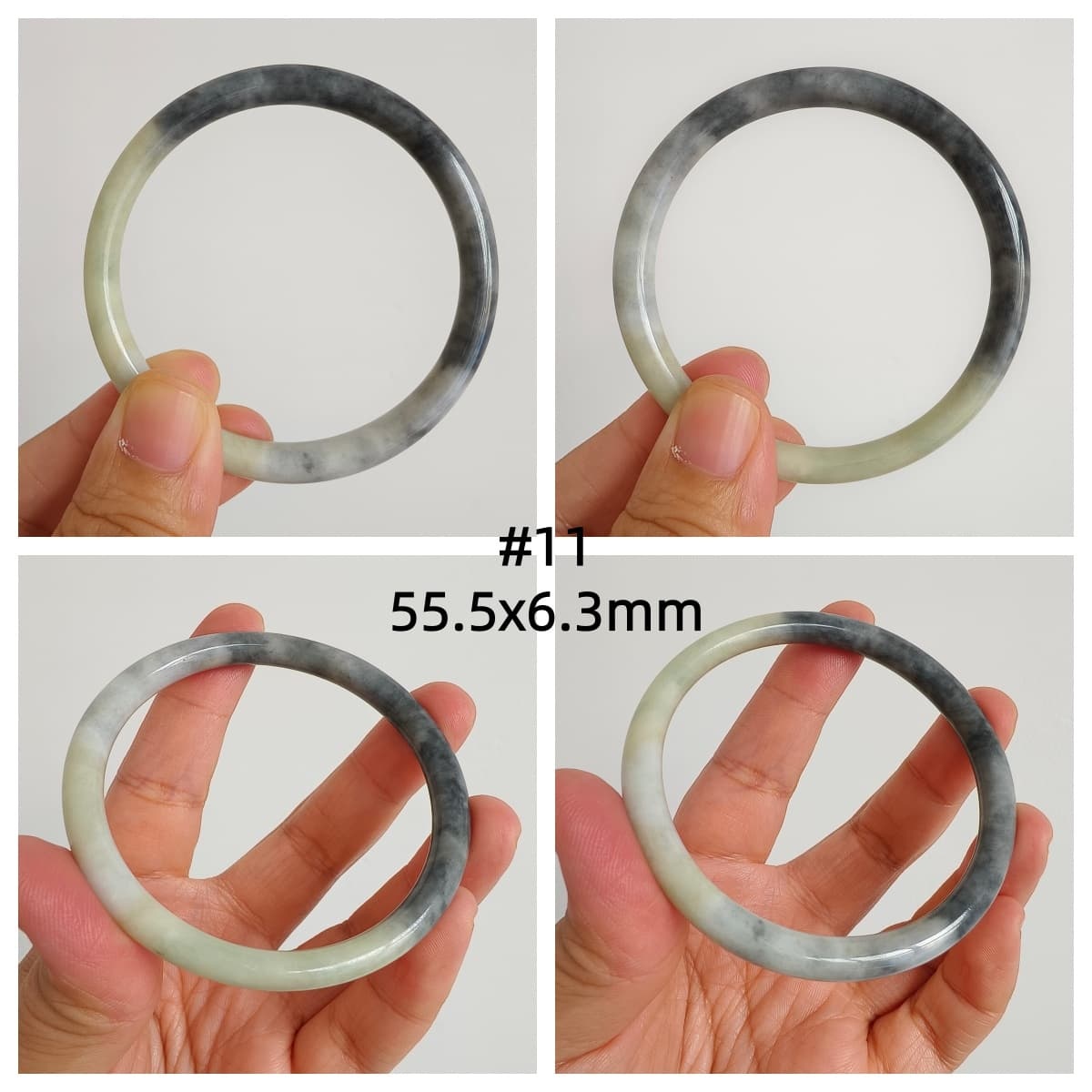 DDP Natural Type A Black Chicken Species Burmese Jadeite Round Band Bangle
