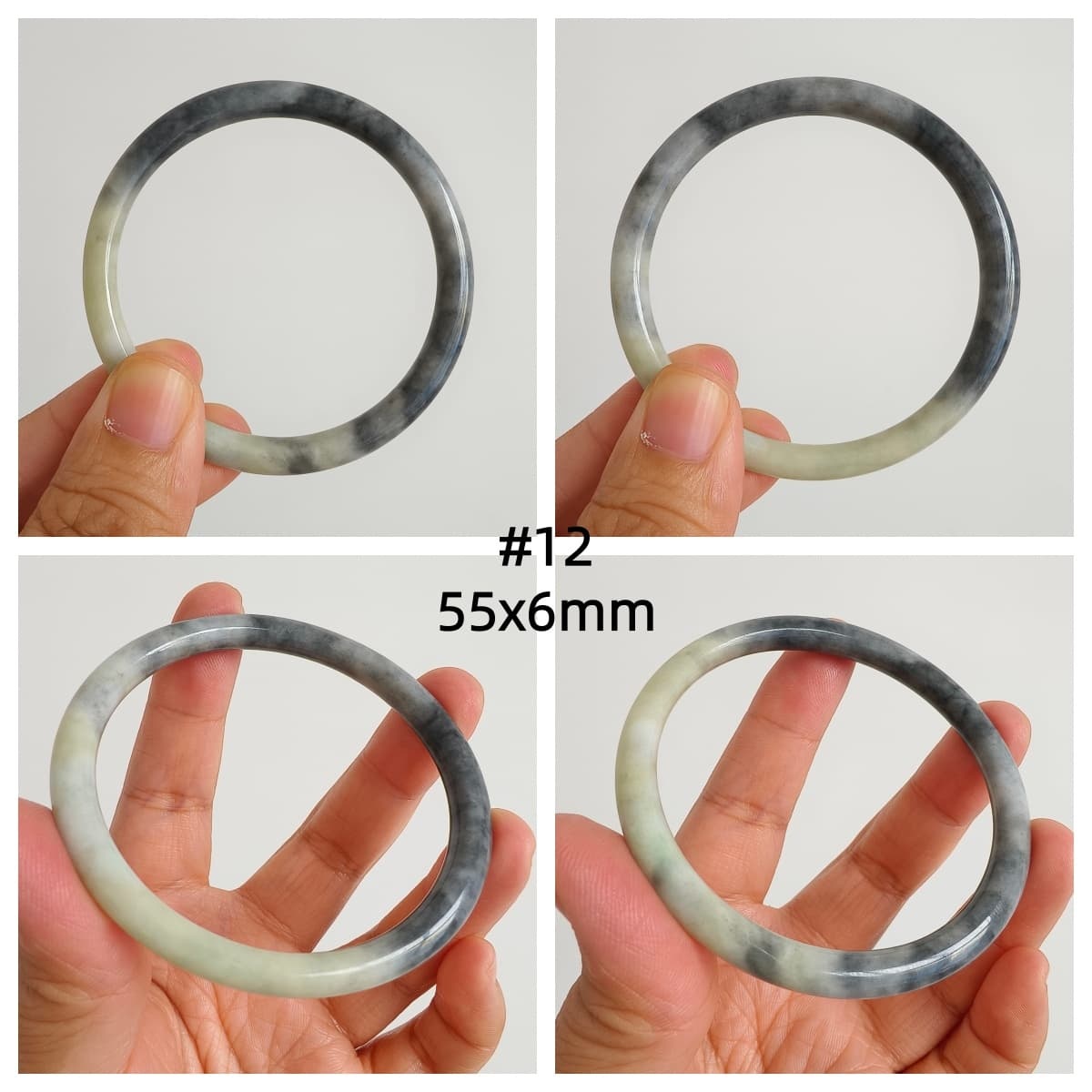 DDP Natural Type A Black Chicken Species Burmese Jadeite Round Band Bangle