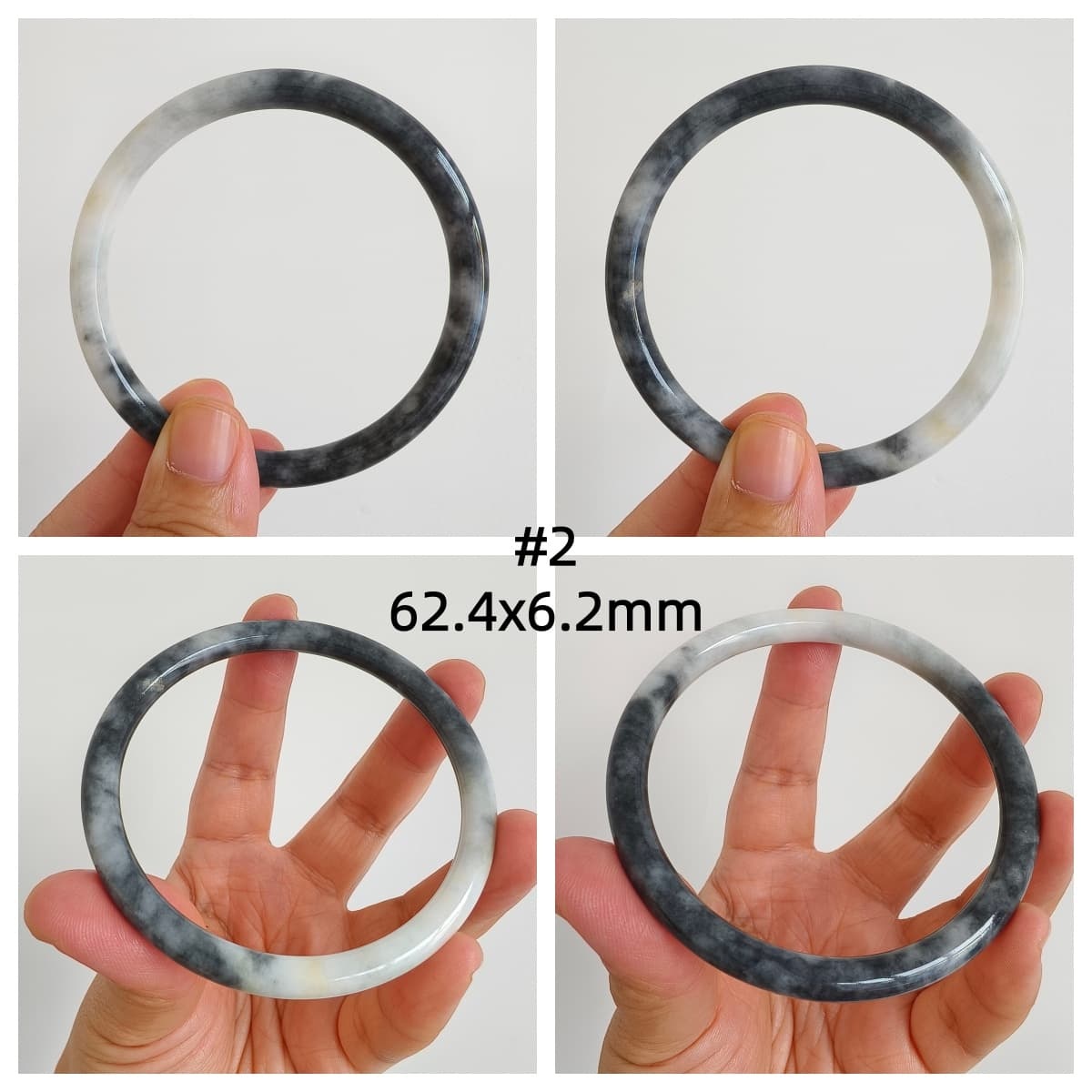 DDP Natural Type A Black Chicken Species Burmese Jadeite Round Band Bangle