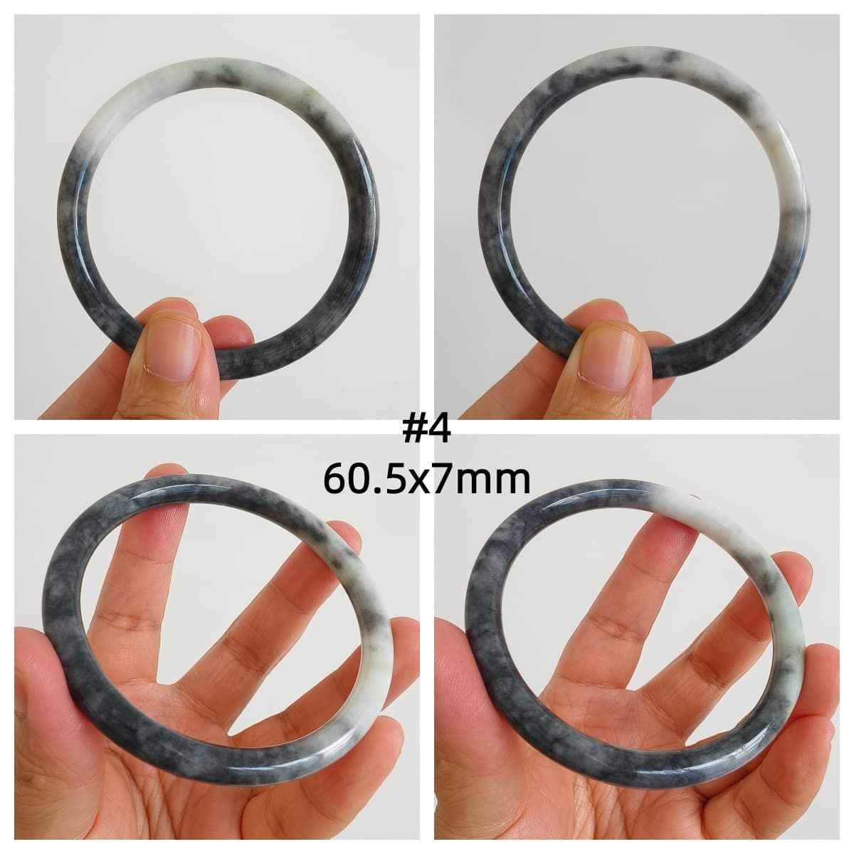 DDP Natural Type A Black Chicken Species Burmese Jadeite Round Band Bangle