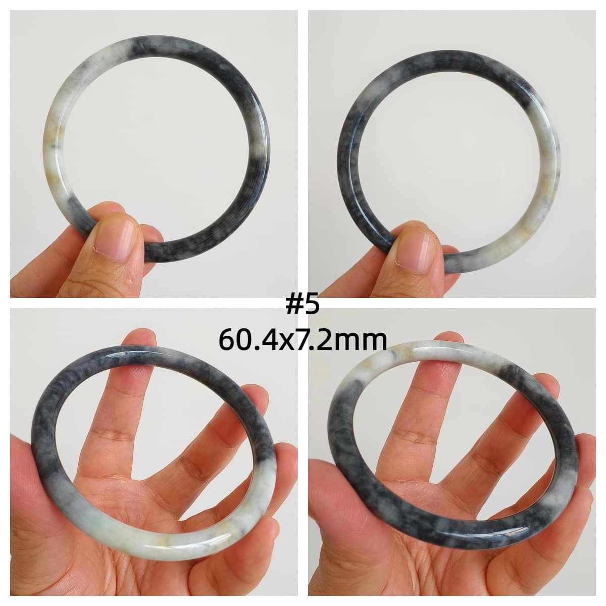 DDP Natural Type A Black Chicken Species Burmese Jadeite Round Band Bangle