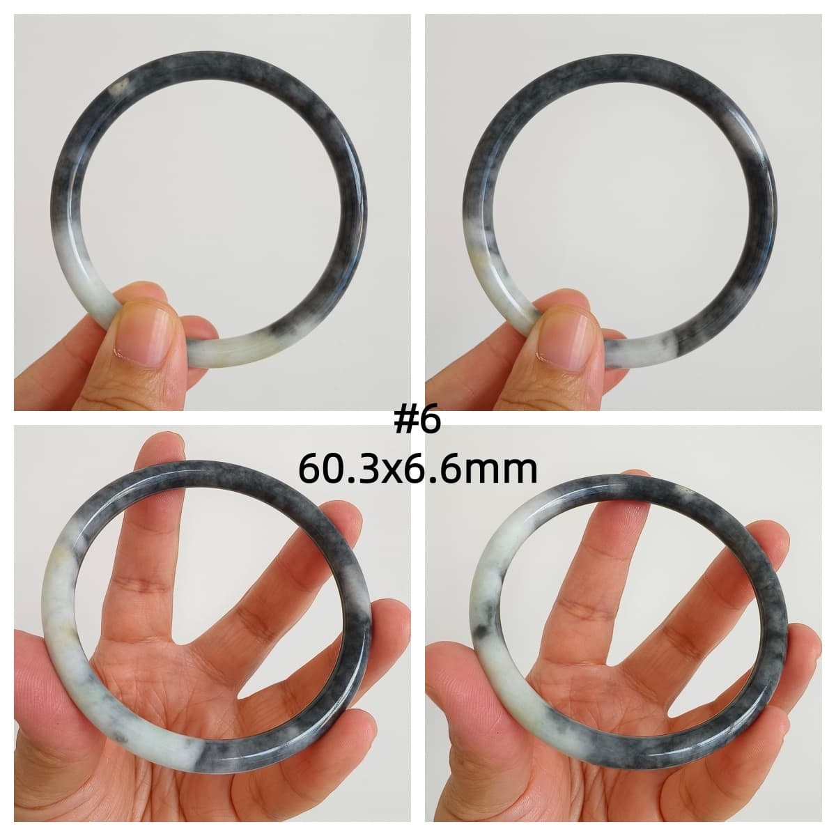DDP Natural Type A Black Chicken Species Burmese Jadeite Round Band Bangle