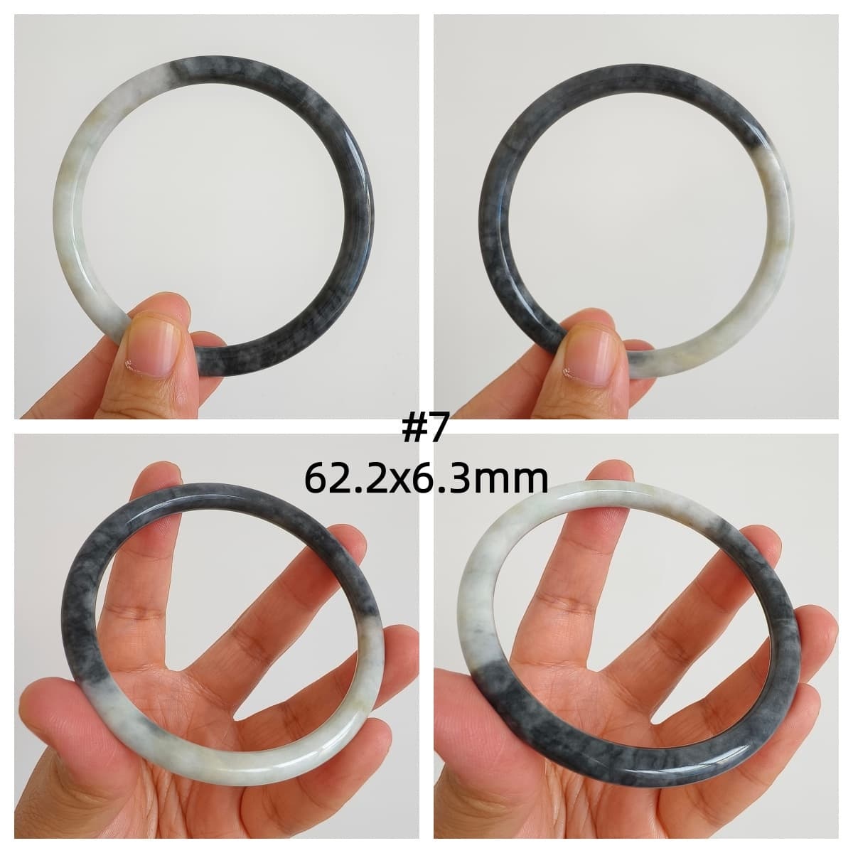 DDP Natural Type A Black Chicken Species Burmese Jadeite Round Band Bangle