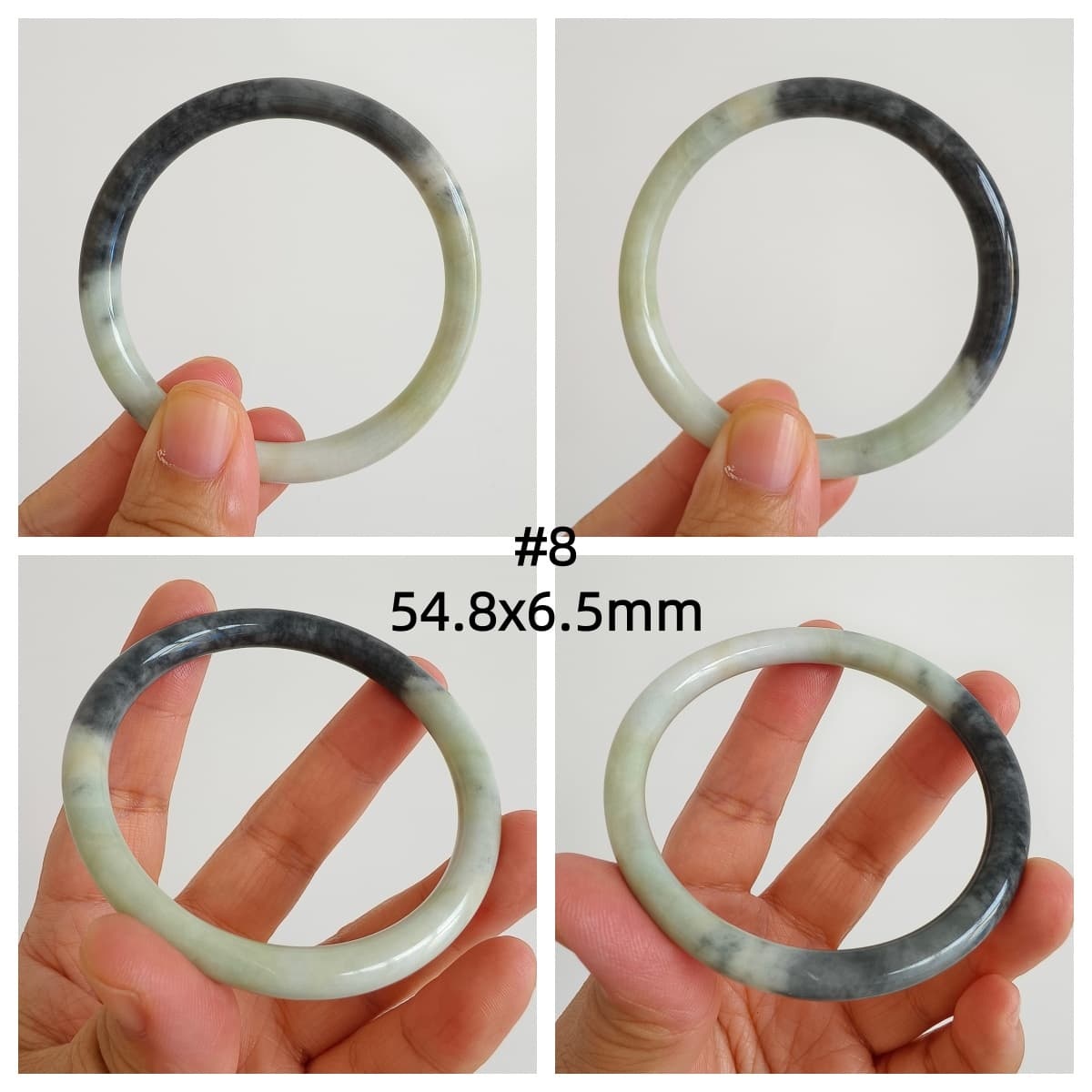 DDP Natural Type A Black Chicken Species Burmese Jadeite Round Band Bangle