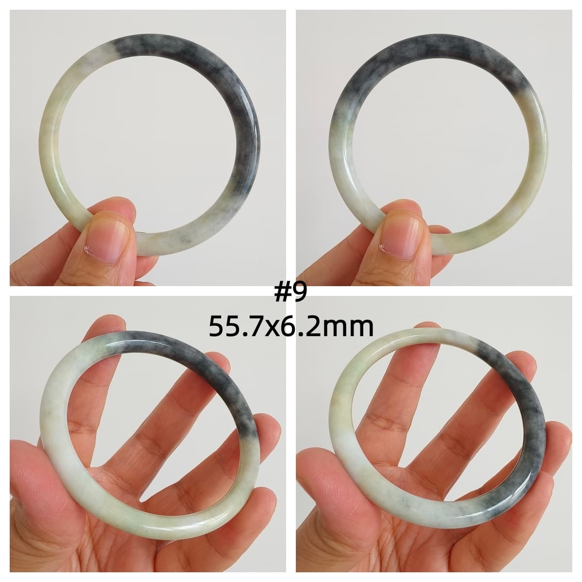 DDP Natural Type A Black Chicken Species Burmese Jadeite Round Band Bangle