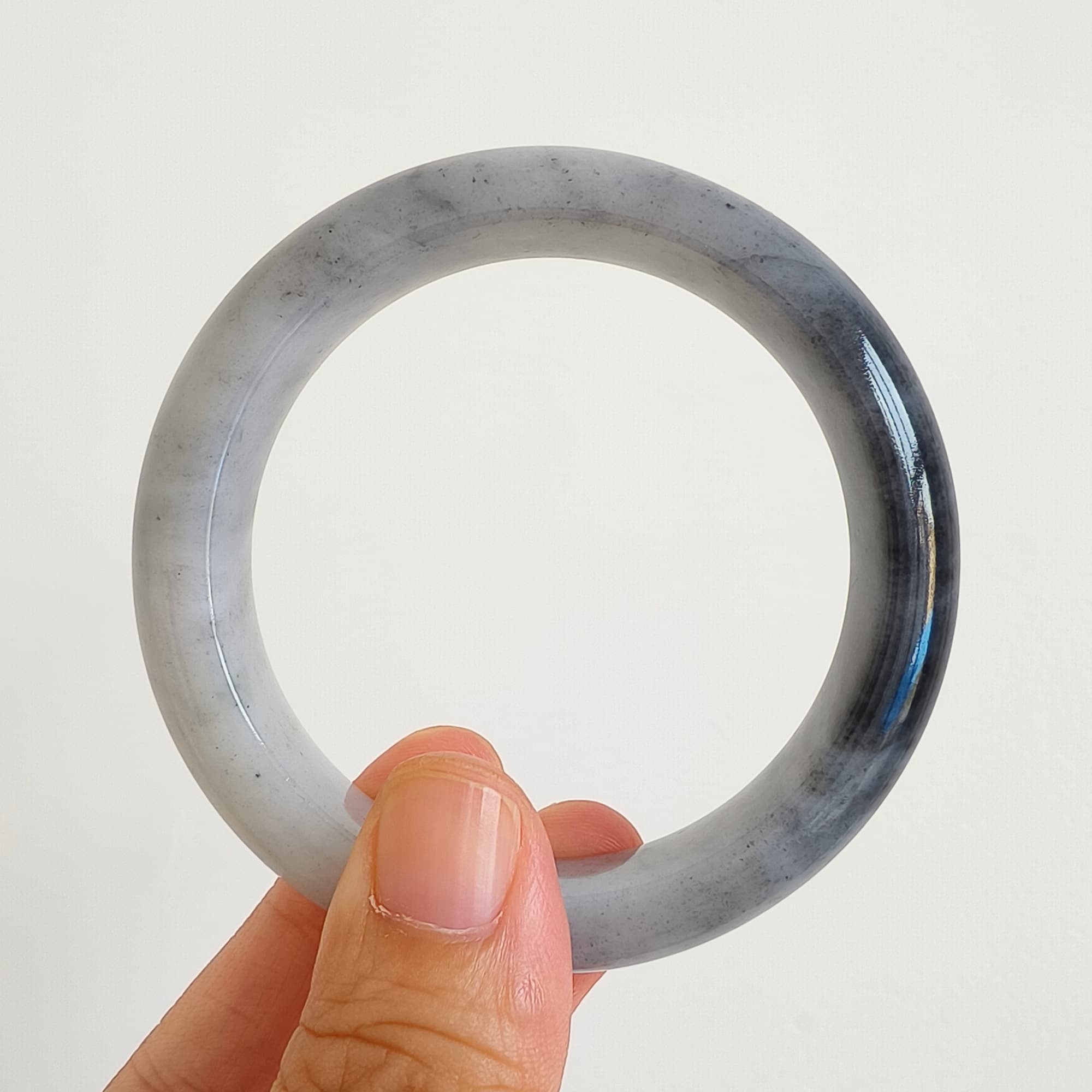 DDP 56.5mm Natural Type A Black Chicken Species Burmese Jadeite Round Band Bangle