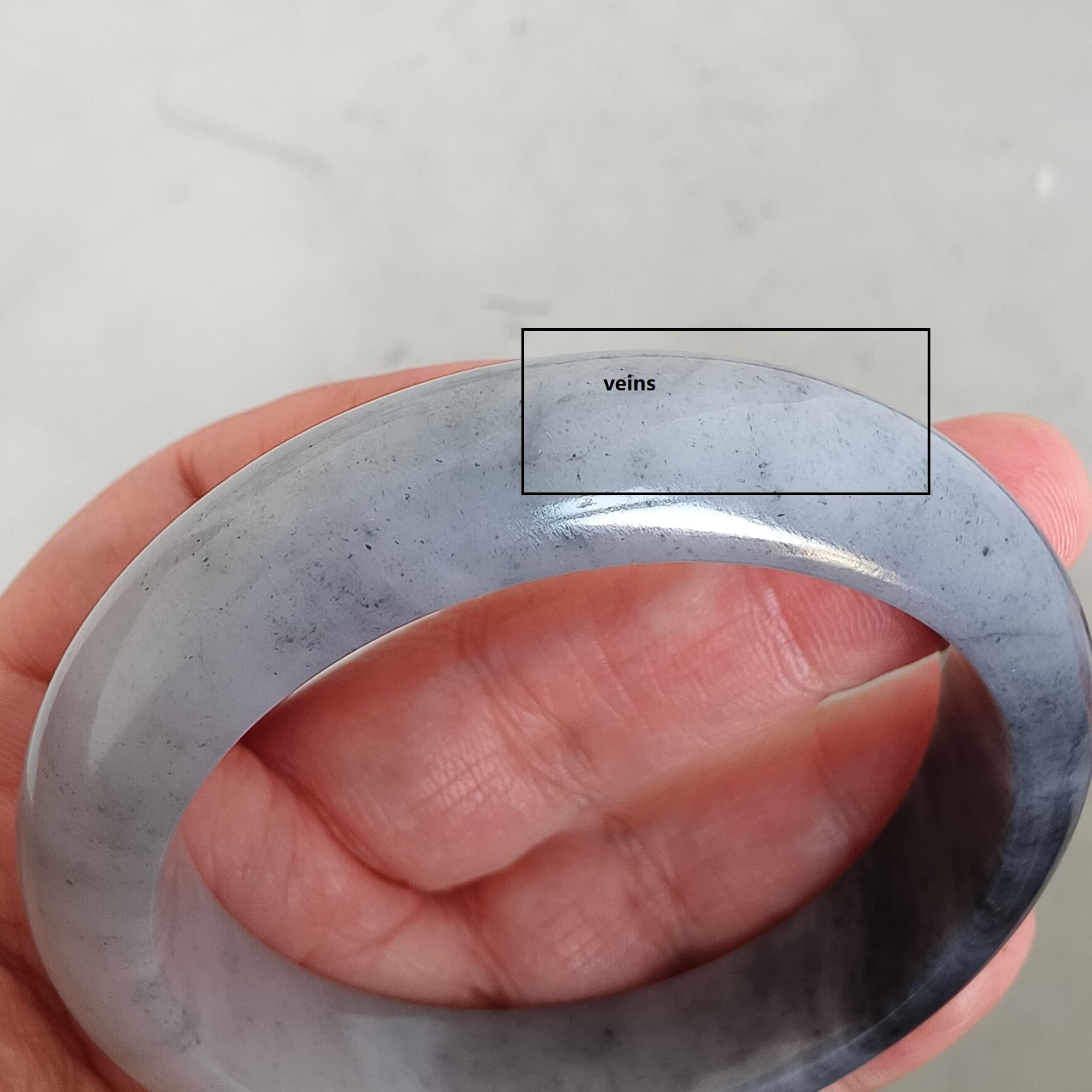 DDP 56.5mm Natural Type A Black Chicken Species Burmese Jadeite Round Band Bangle