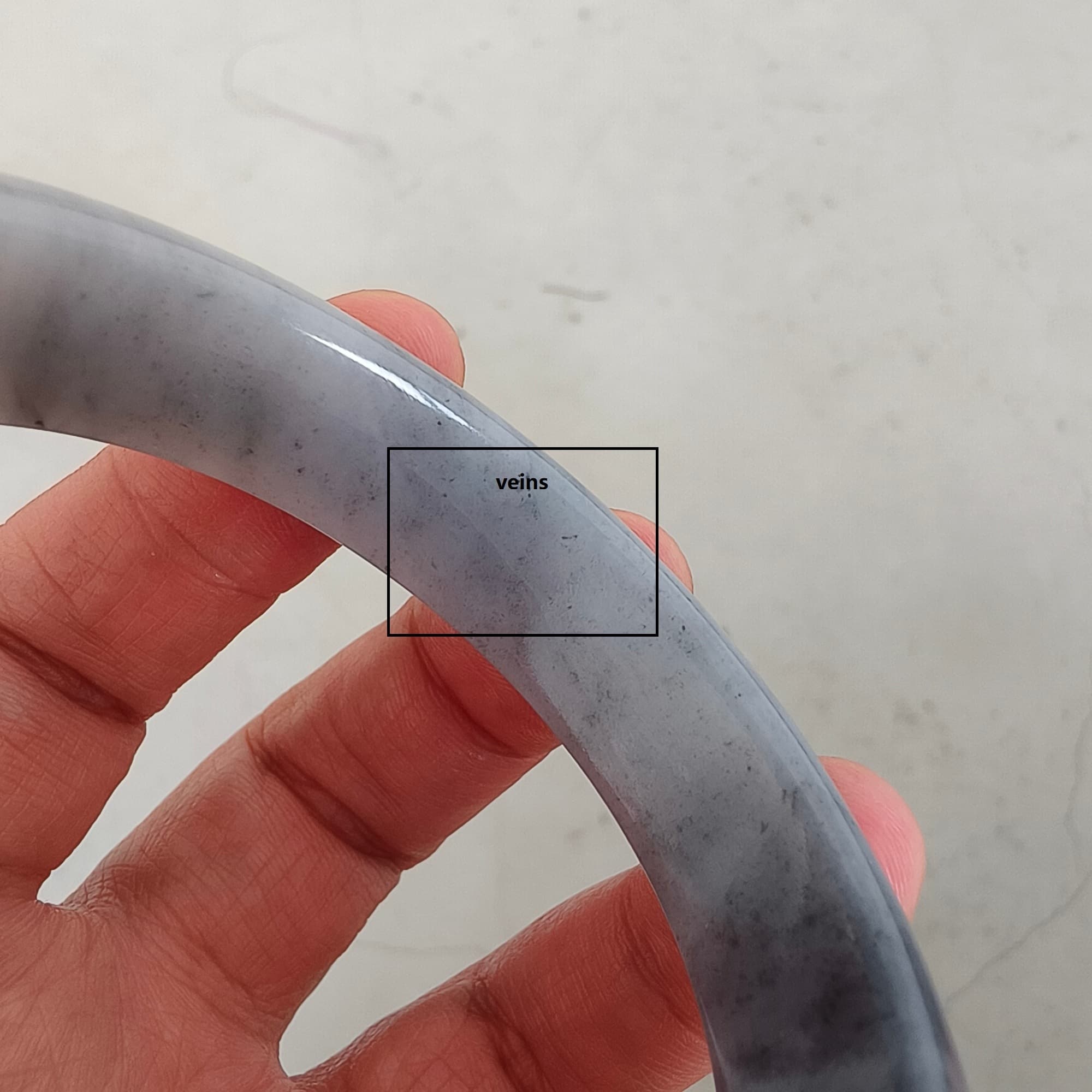DDP 56.5mm Natural Type A Black Chicken Species Burmese Jadeite Round Band Bangle