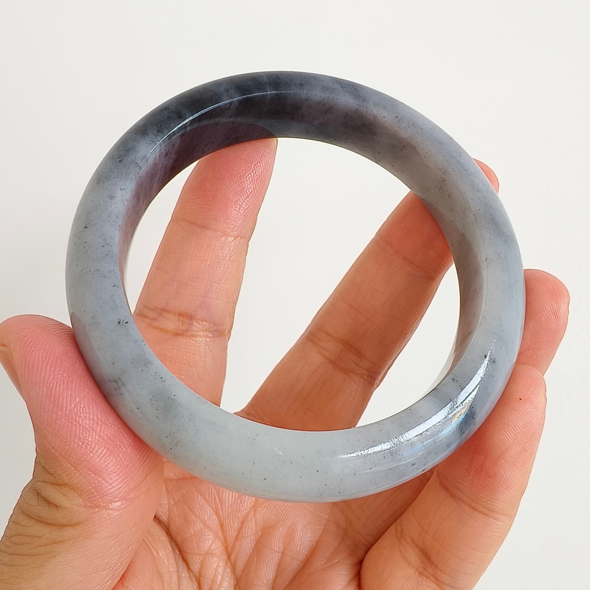 DDP 56.5mm Natural Type A Black Chicken Species Burmese Jadeite Round Band Bangle