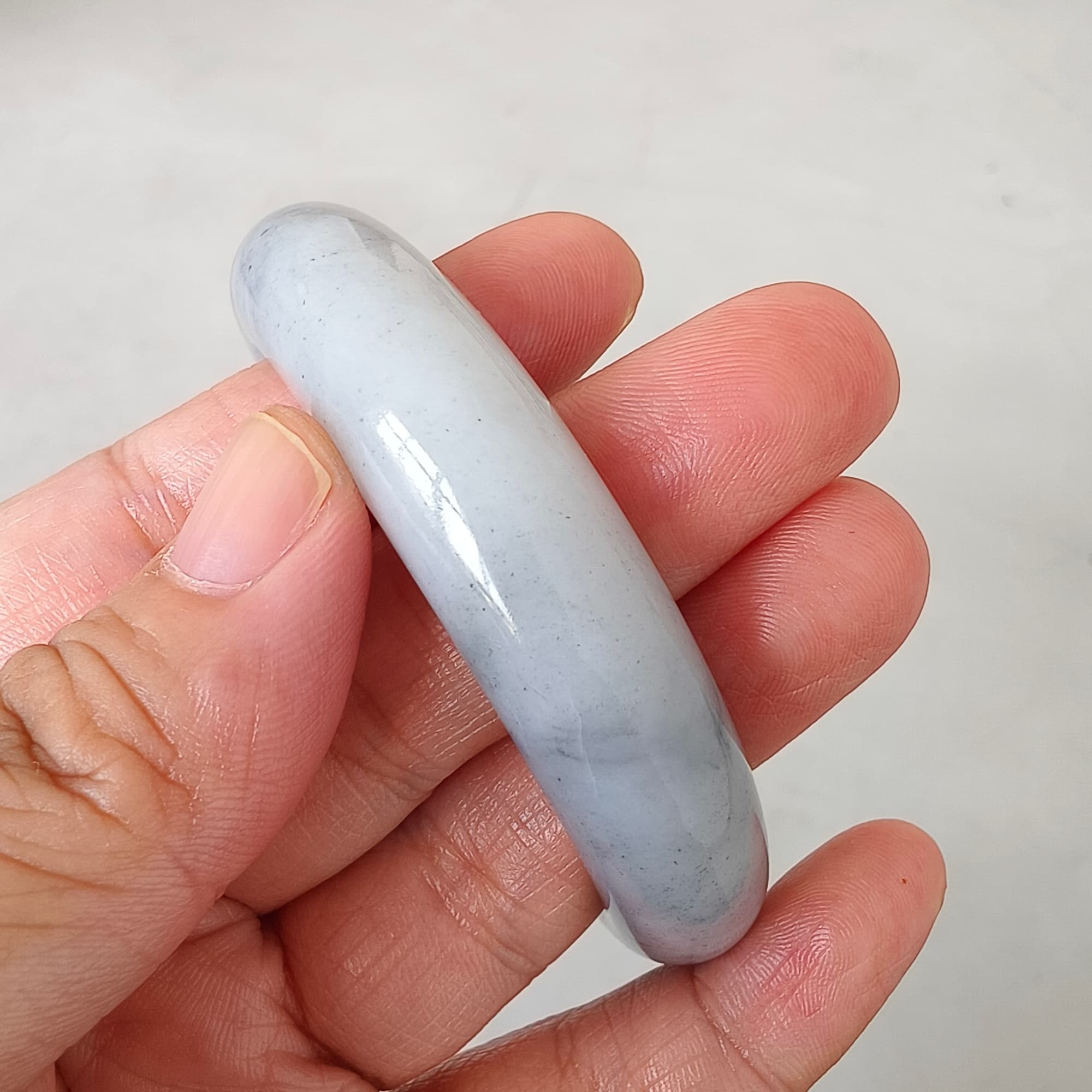 DDP 56.5mm Natural Type A Black Chicken Species Burmese Jadeite Round Band Bangle