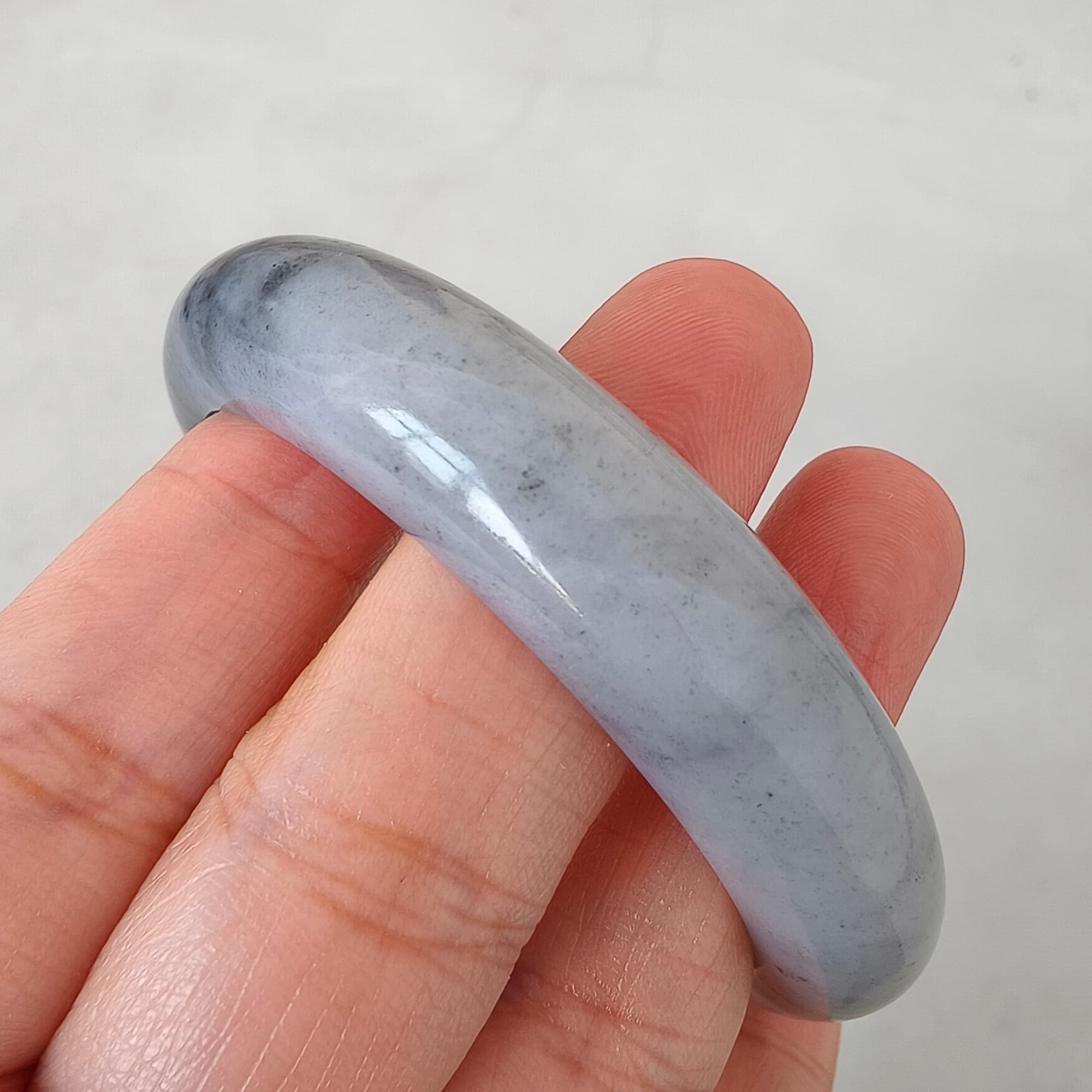 DDP 56.5mm Natural Type A Black Chicken Species Burmese Jadeite Round Band Bangle
