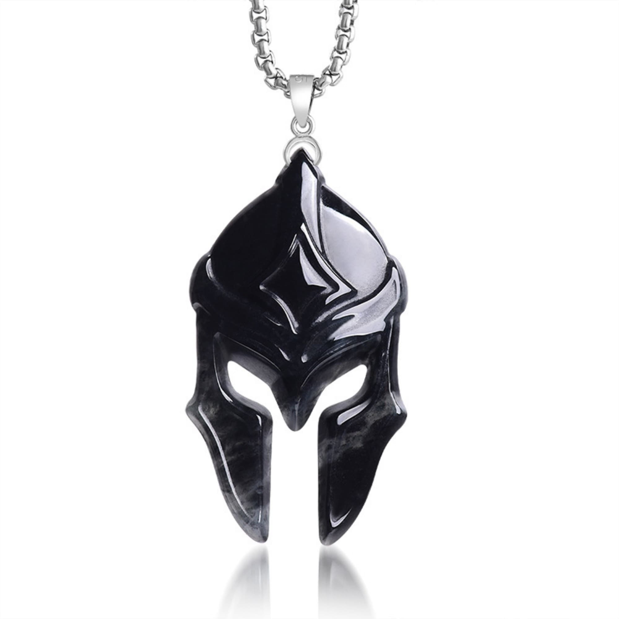 DDP 48.5mm Natural Certificated Type A Untreated Black Chicken Species Burmese Jadeite Spartan Warrior Helmet Pendant
