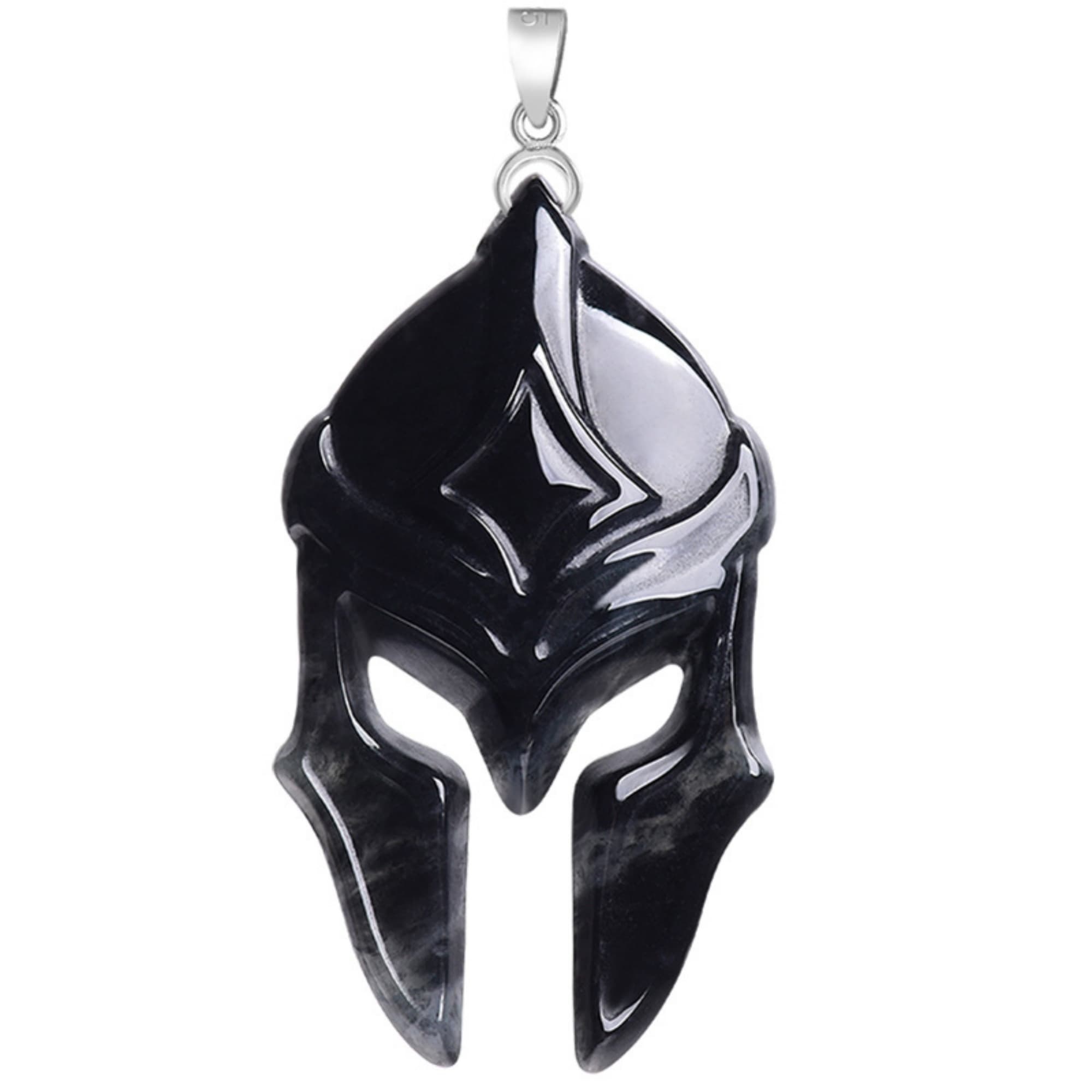 DDP 48.5mm Natural Certificated Type A Untreated Black Chicken Species Burmese Jadeite Spartan Warrior Helmet Pendant
