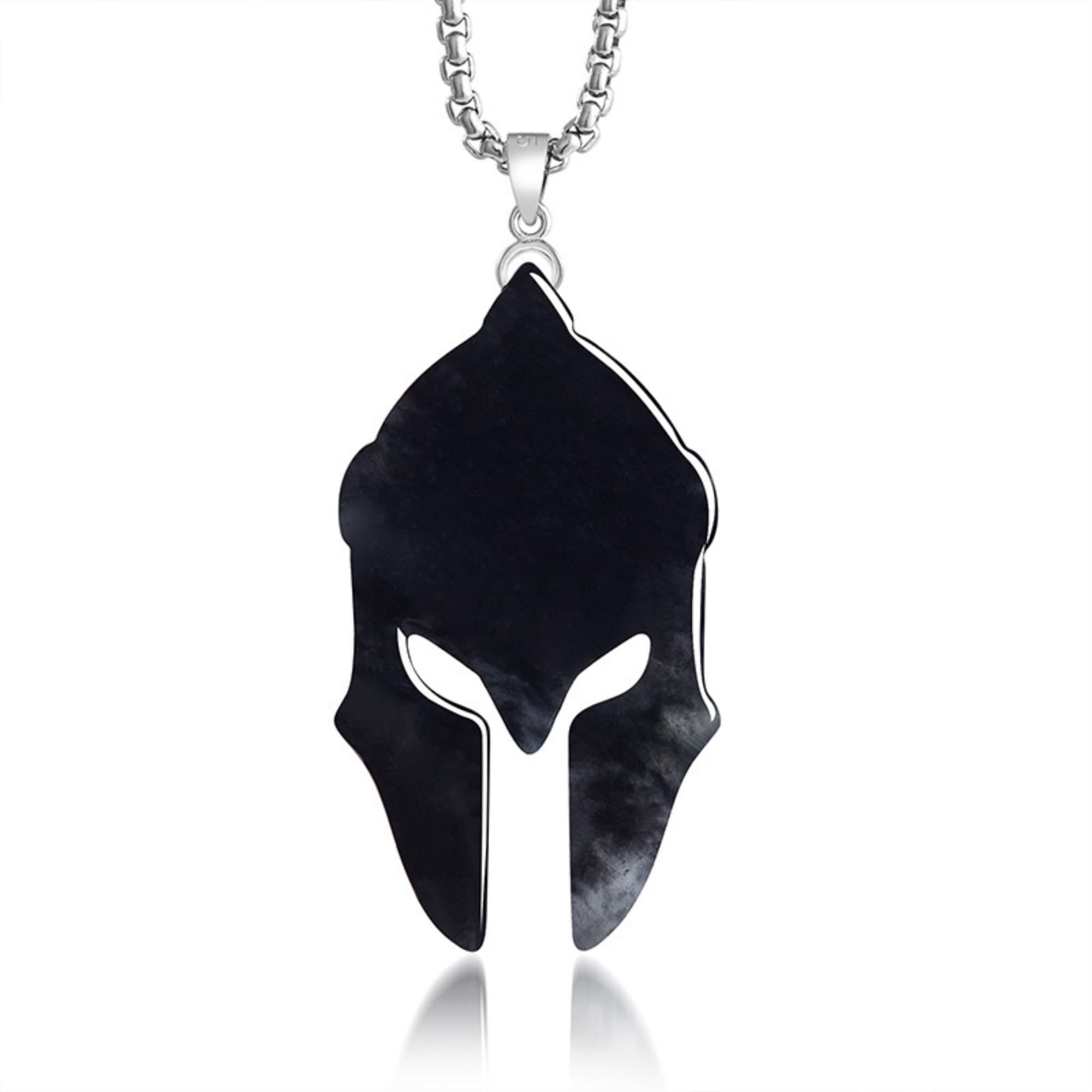 DDP 48.5mm Natural Certificated Type A Untreated Black Chicken Species Burmese Jadeite Spartan Warrior Helmet Pendant