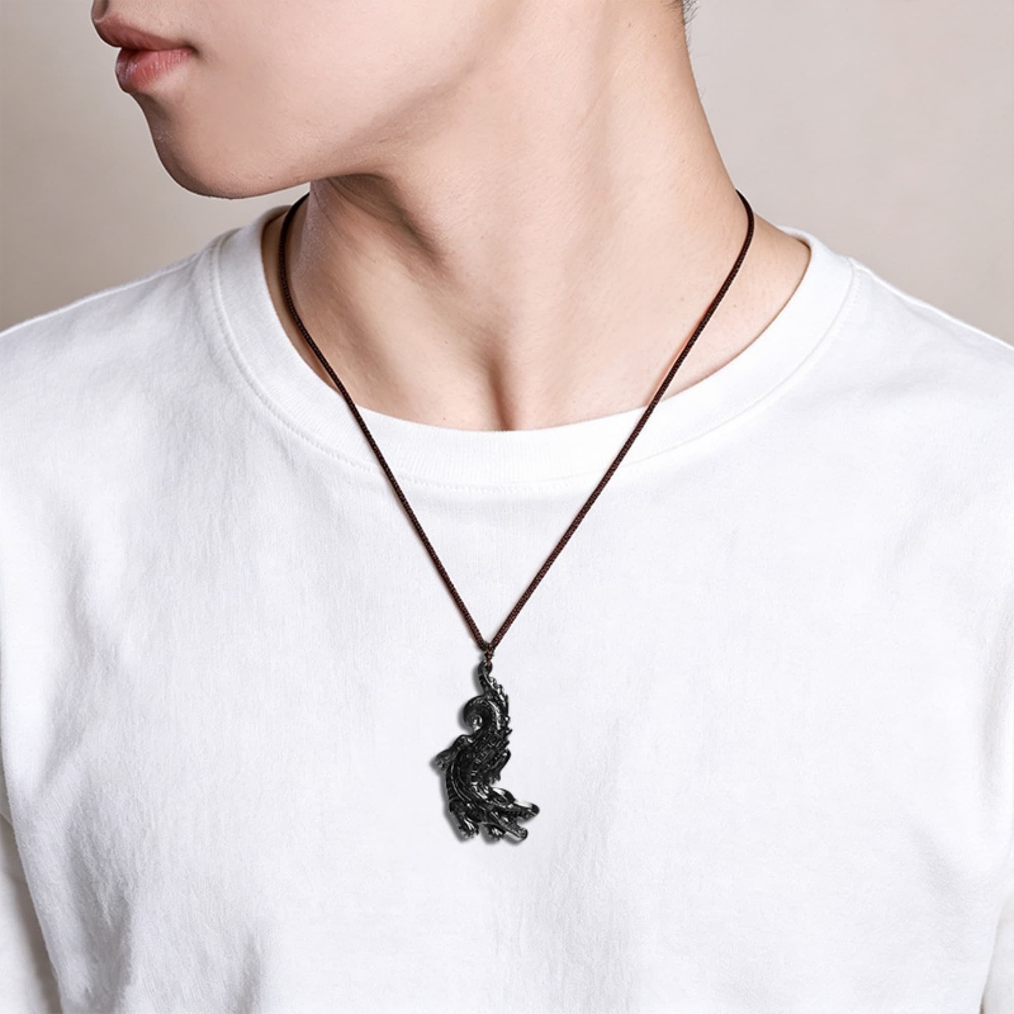 DDP 52mm Natural Certificated Type A Untreated Black Chicken Species Burmese Jadeite Crocodile Pendant