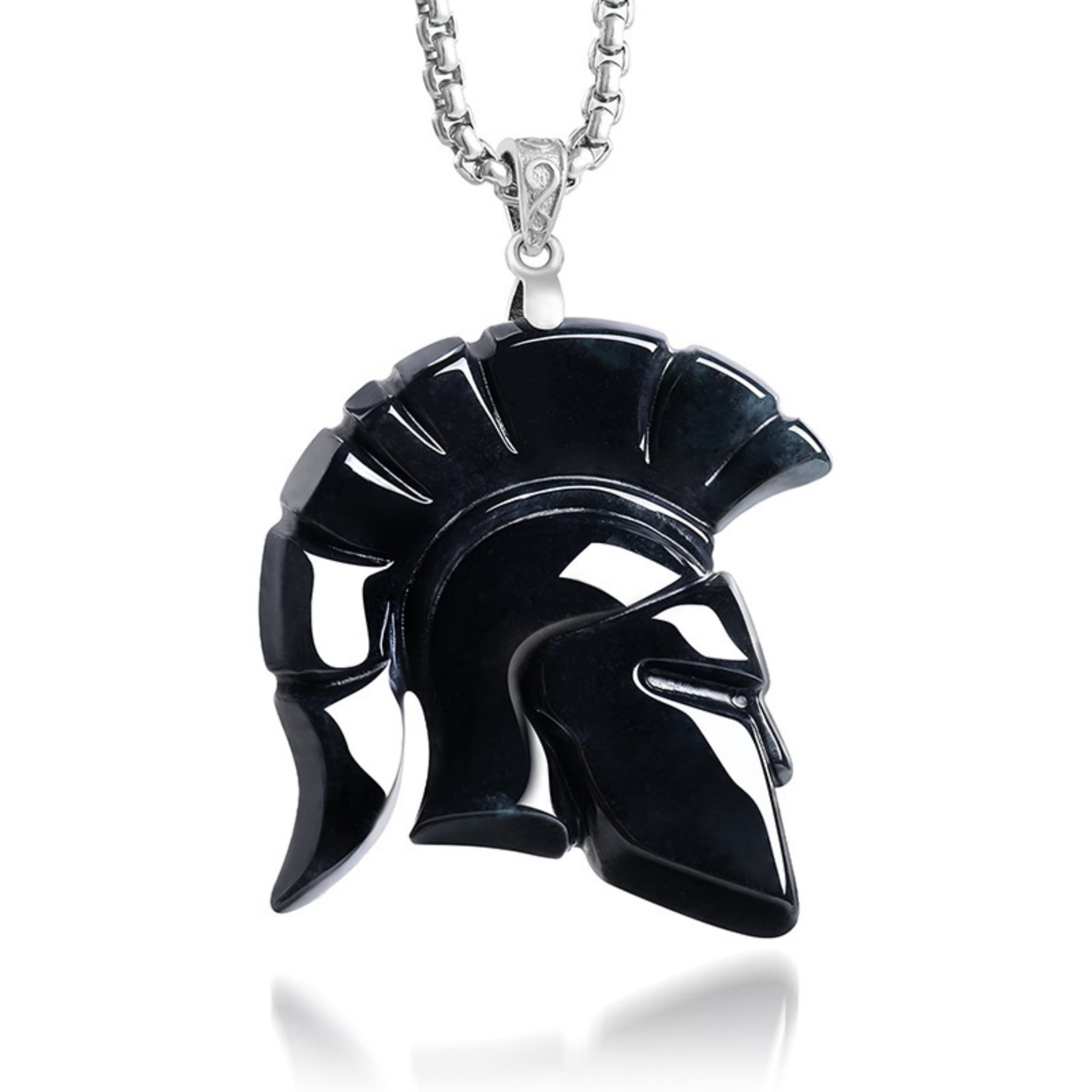 DDP 40mm Natural Certificated Type A Untreated Black Chicken Species Burmese Jadeite Spartan Warrior Helmet Pendant