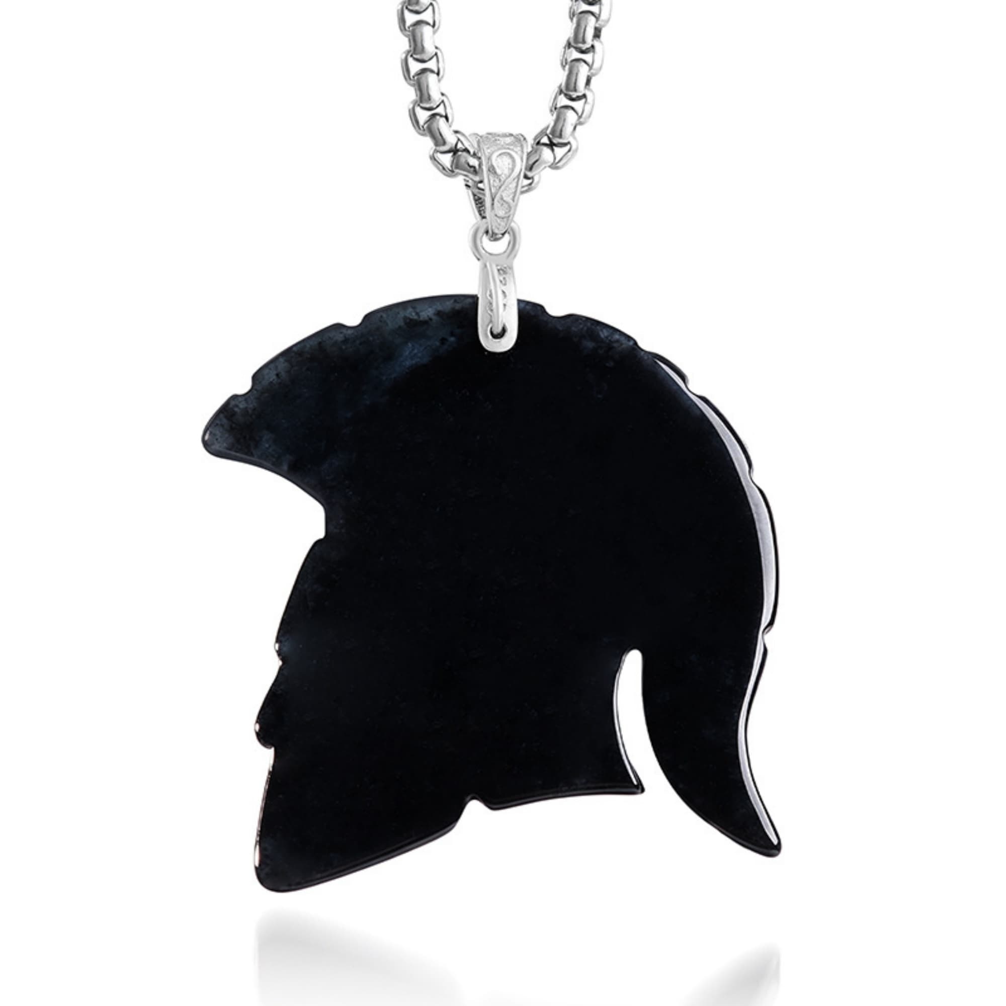 DDP 40mm Natural Certificated Type A Untreated Black Chicken Species Burmese Jadeite Spartan Warrior Helmet Pendant