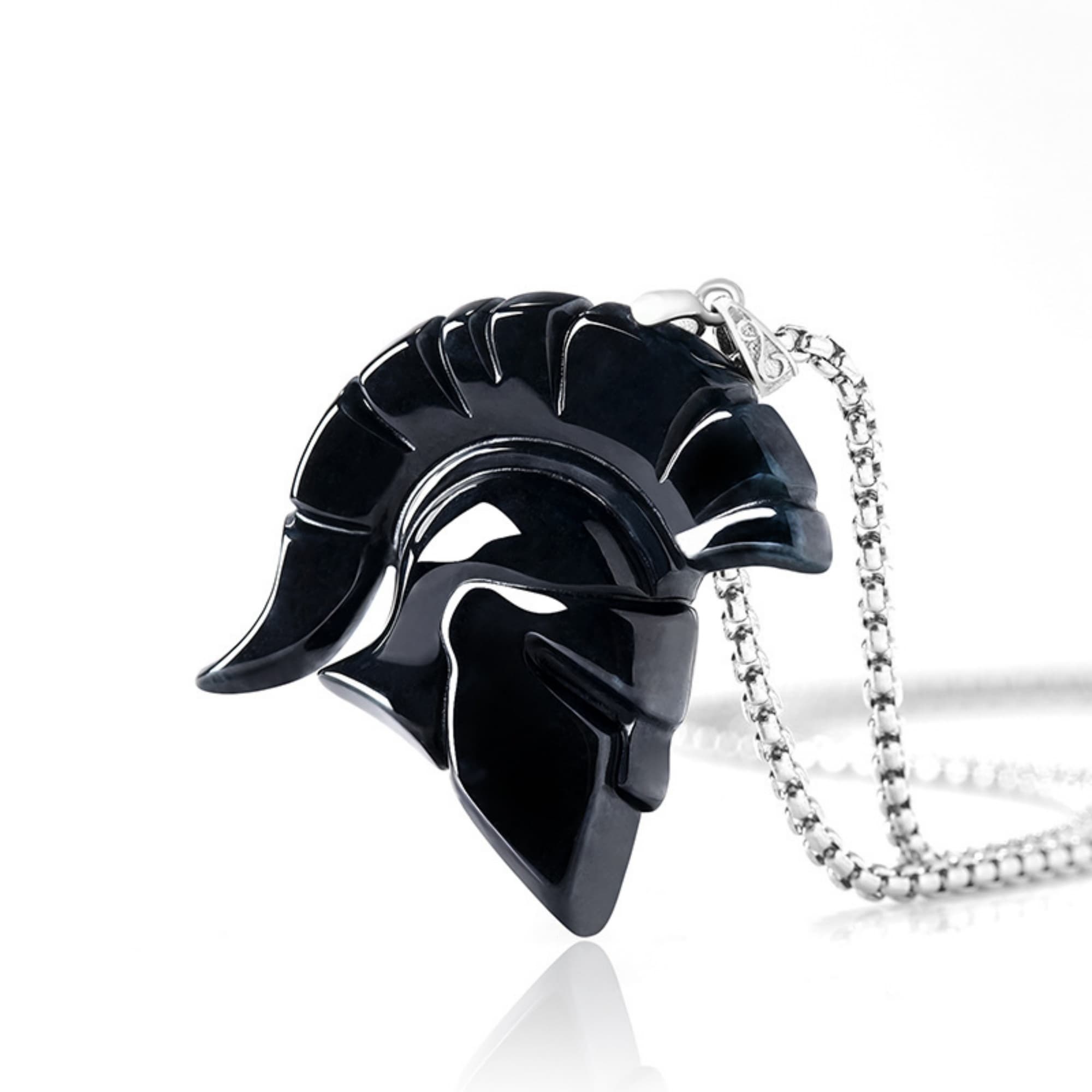 DDP 40mm Natural Certificated Type A Untreated Black Chicken Species Burmese Jadeite Spartan Warrior Helmet Pendant