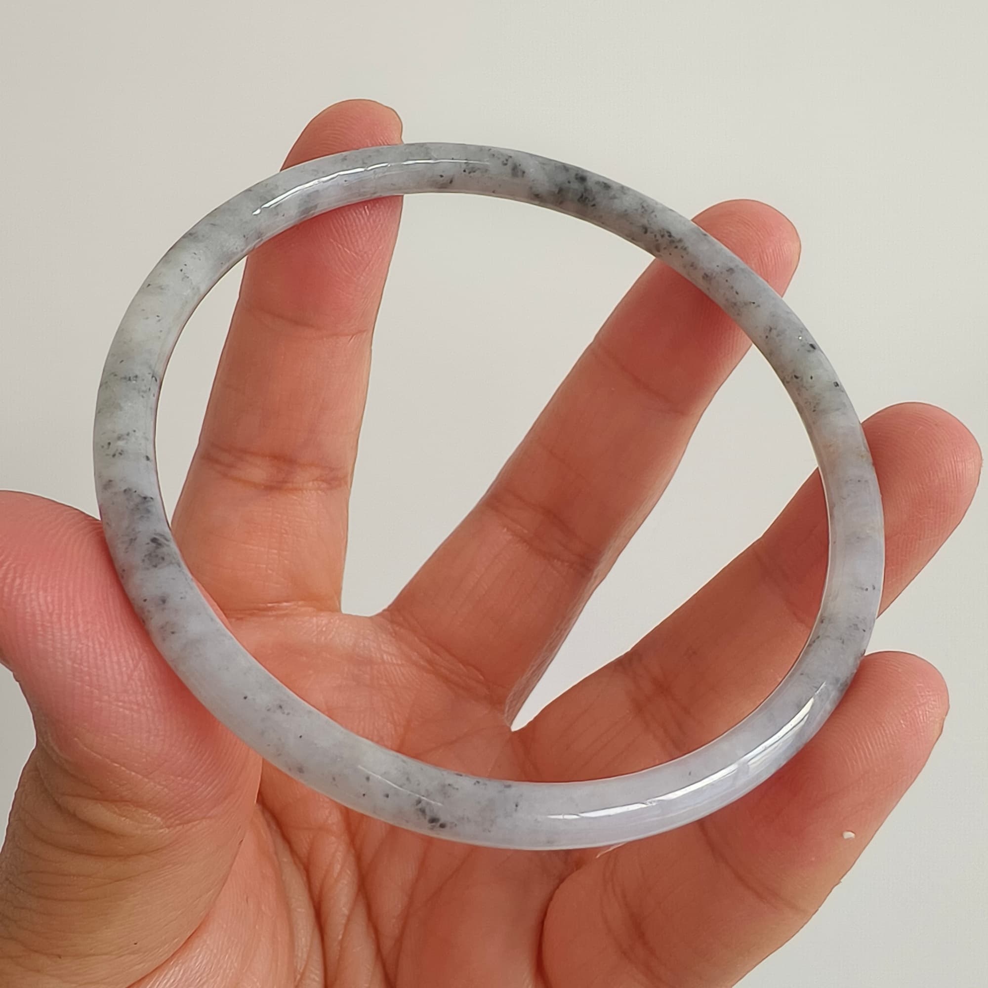 DDP 62mm Natural Type A Black Chicken Species Burmese Jadeite Round Band Bangle