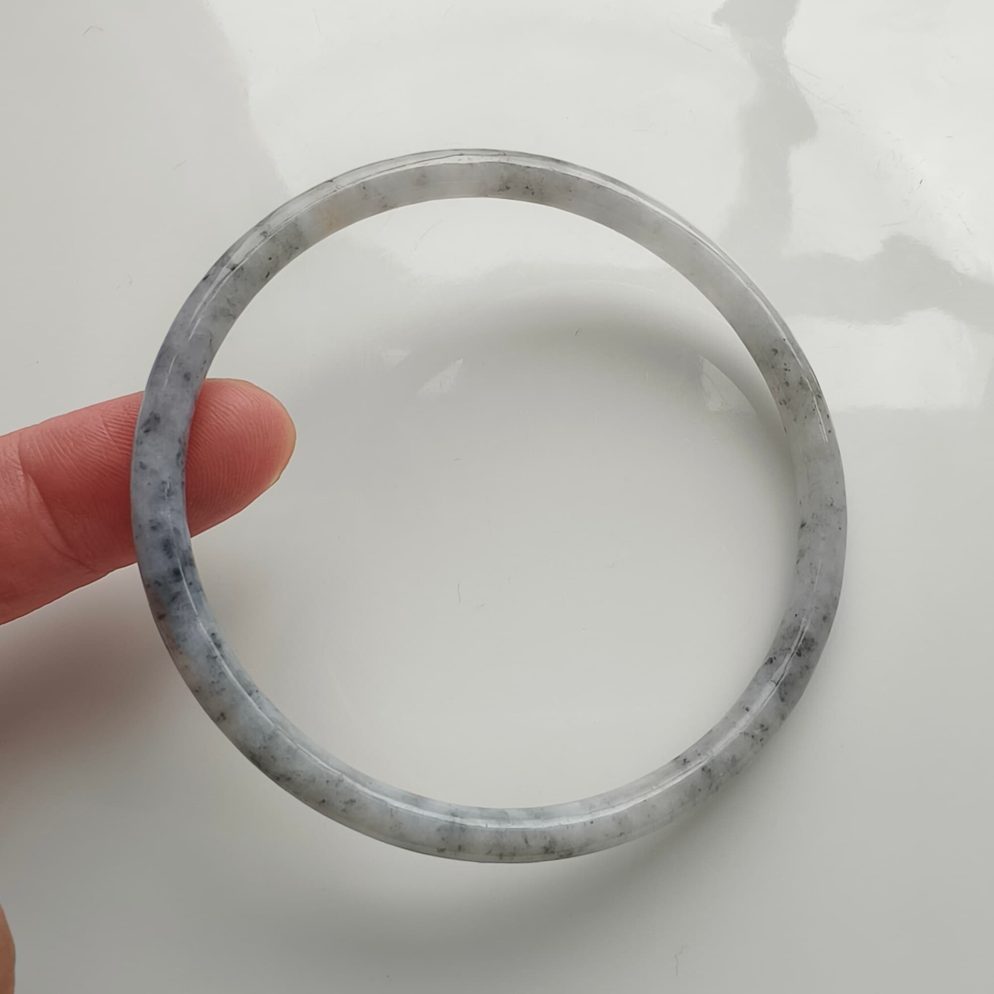 DDP 62mm Natural Type A Black Chicken Species Burmese Jadeite Round Band Bangle