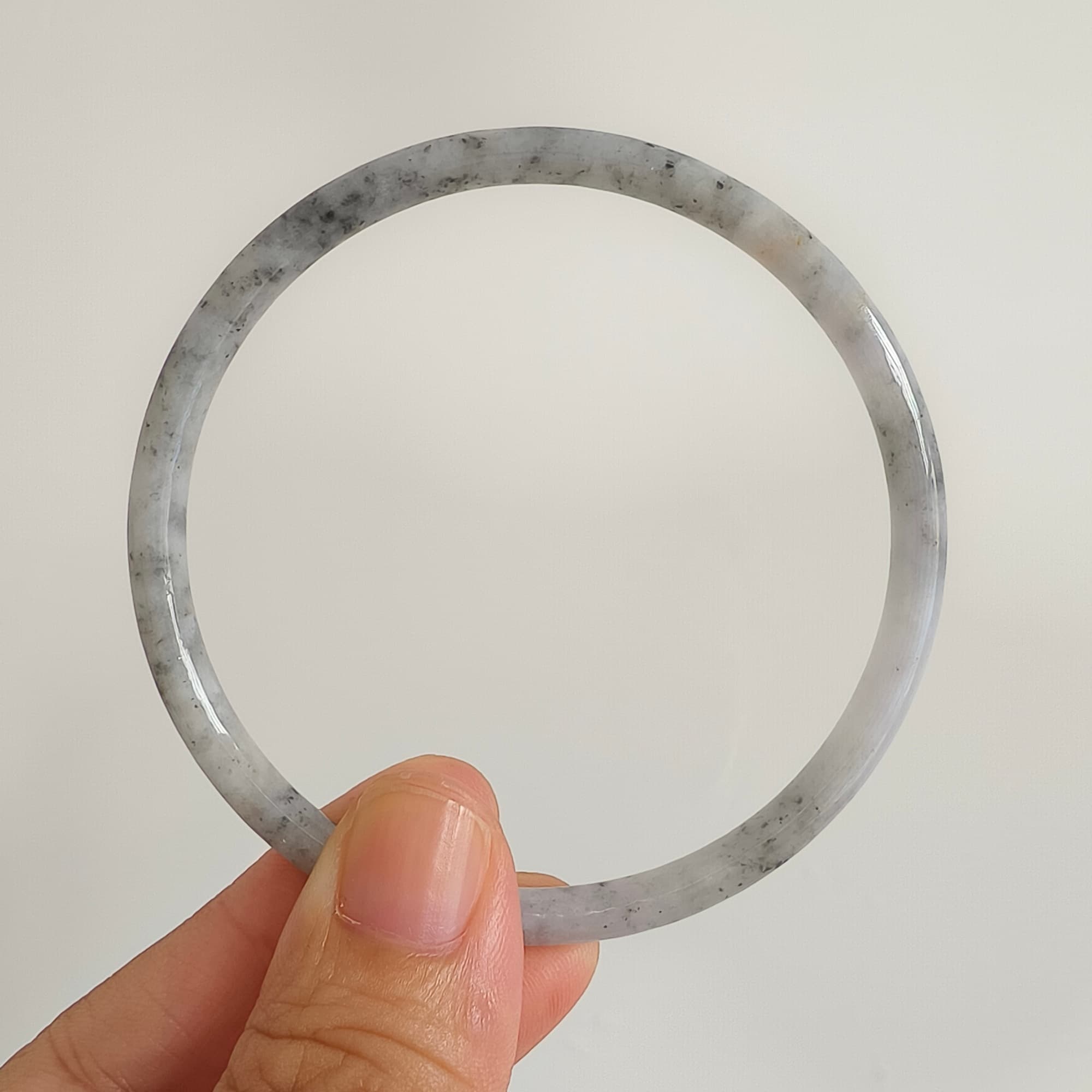DDP 62mm Natural Type A Black Chicken Species Burmese Jadeite Round Band Bangle