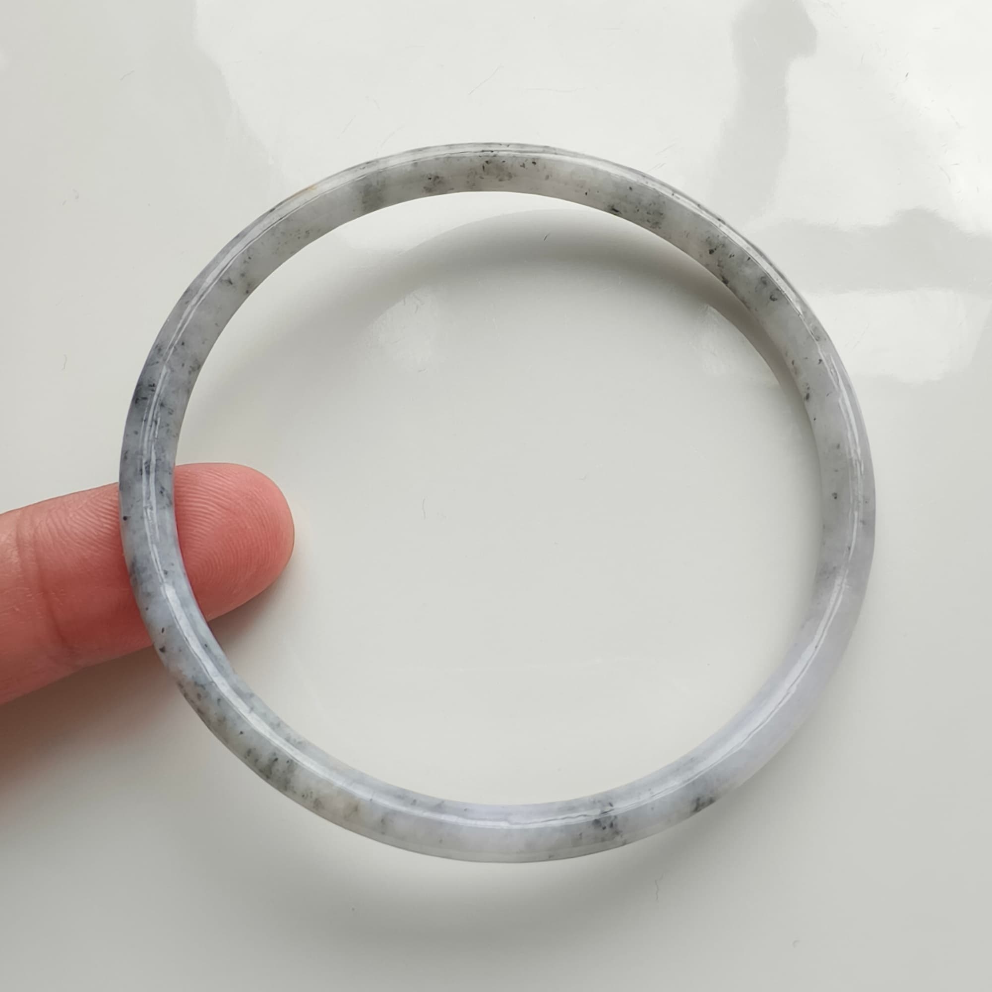 DDP 62mm Natural Type A Black Chicken Species Burmese Jadeite Round Band Bangle