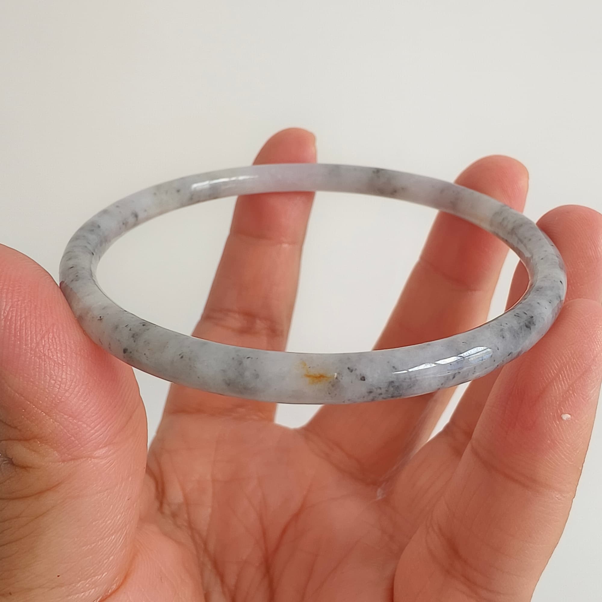 DDP 62mm Natural Type A Black Chicken Species Burmese Jadeite Round Band Bangle