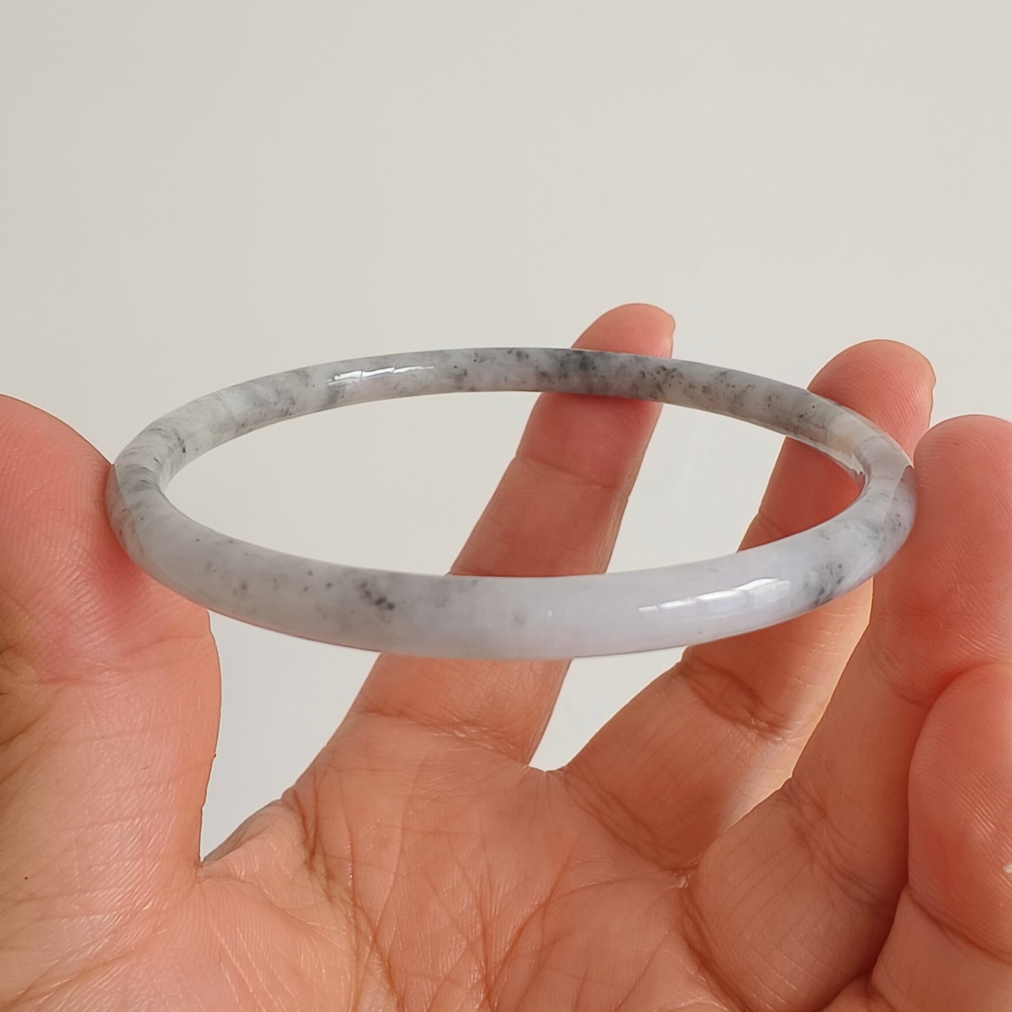 DDP 62mm Natural Type A Black Chicken Species Burmese Jadeite Round Band Bangle